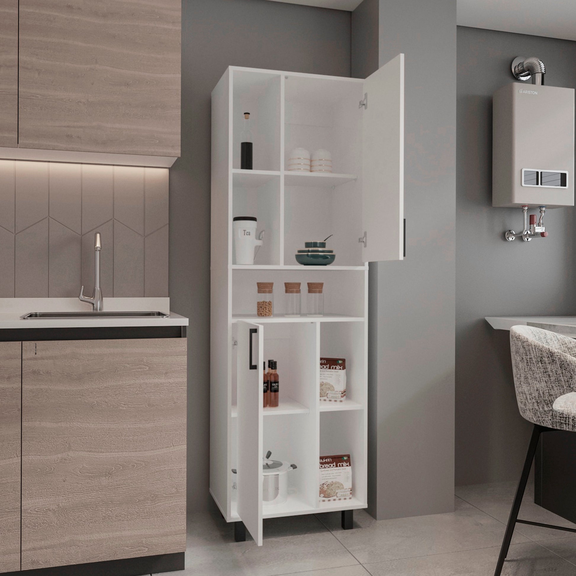 Mueble Alacena Bryce 190X60X39 Rta Blanco Mqz Zf