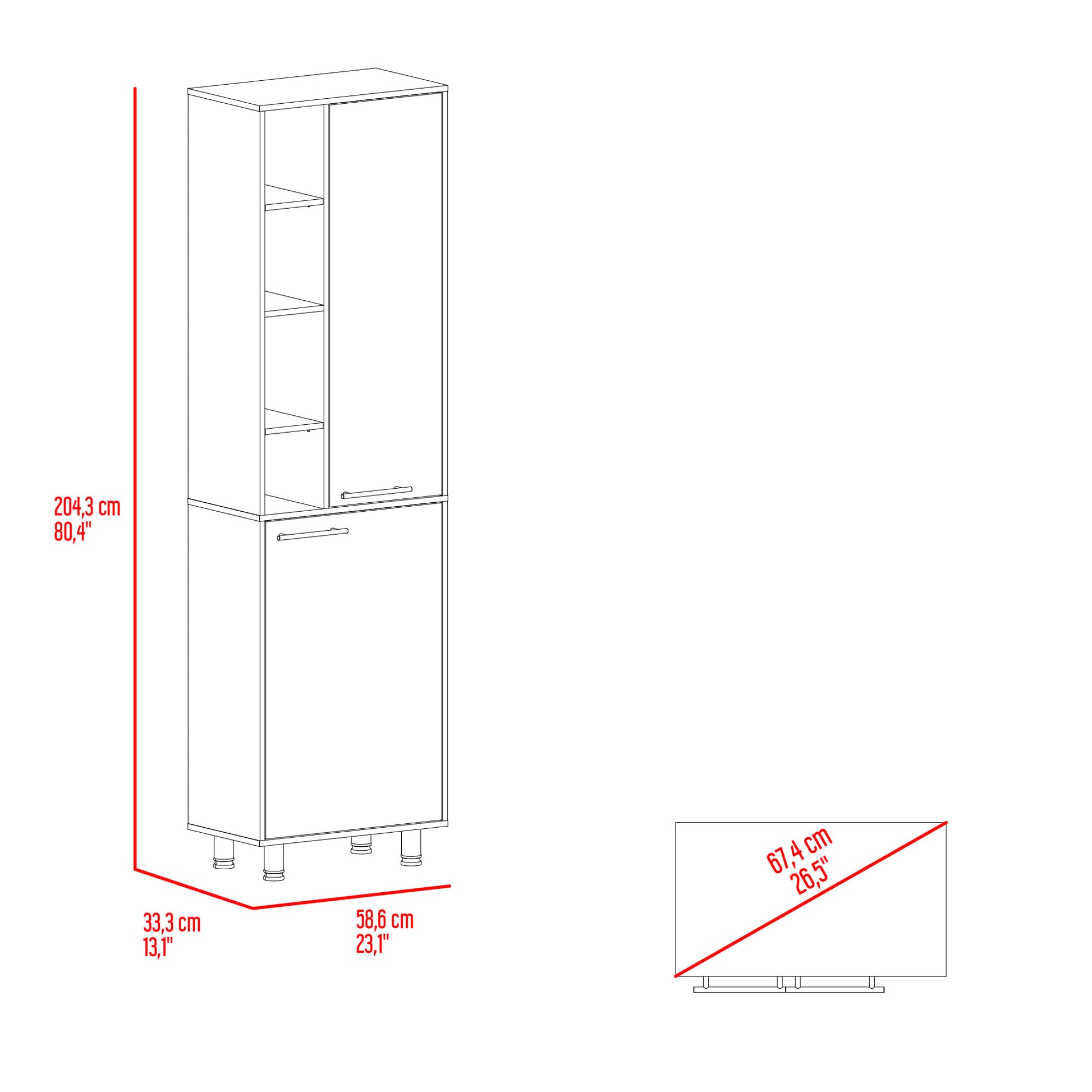 Mueble Alacena Burton 204X58X33 Rta Blanco Mqz Taupe