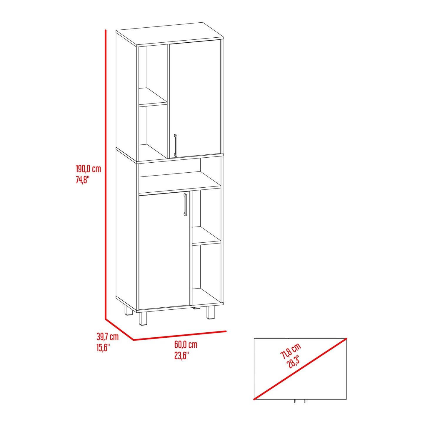 Mueble Alto Bryce 190X60X39 Rta Blanco Fresno