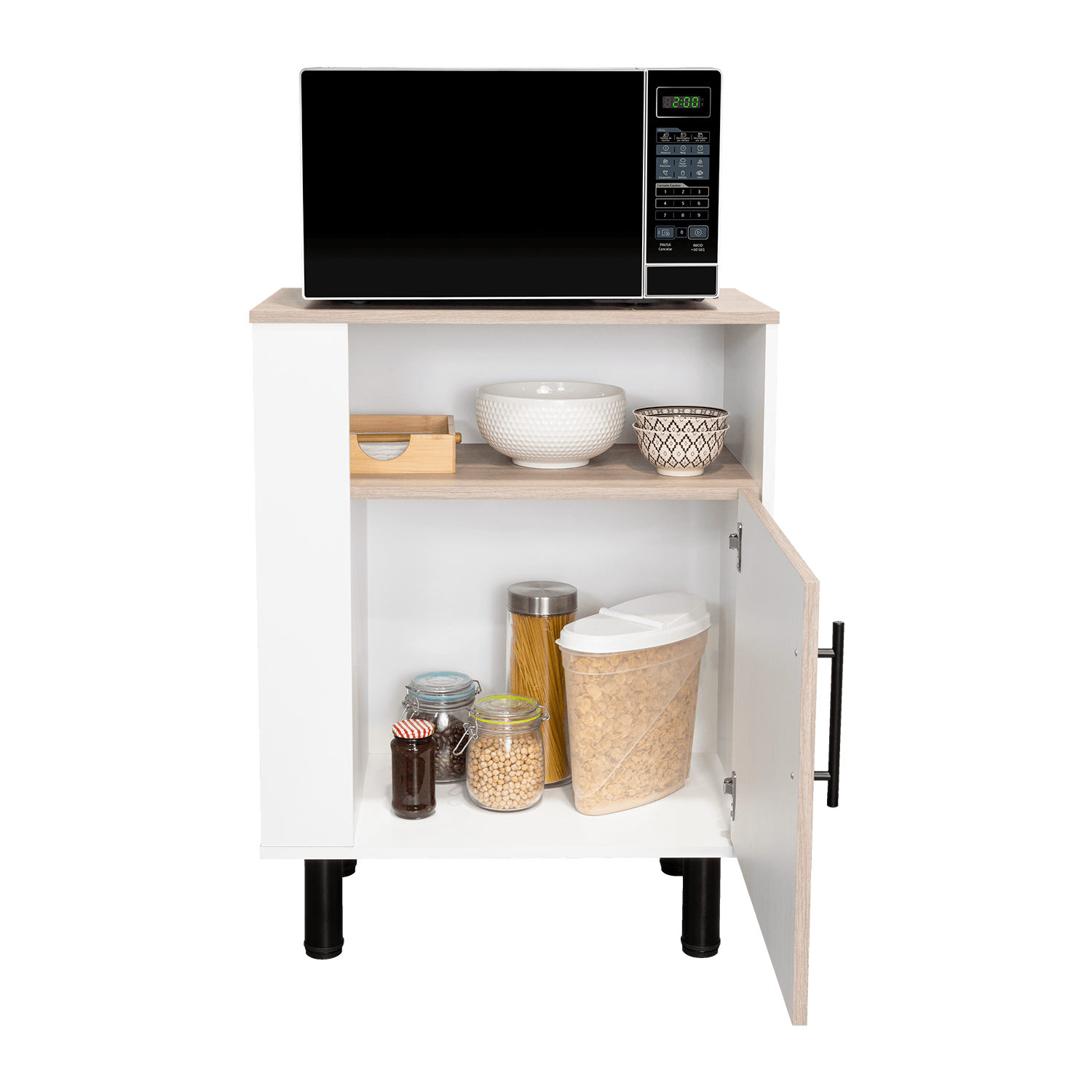 Mueble Microondas Blink 85X65,2X38,4 Rta Bardolino/Blanco Mqz+Blanco Mqz