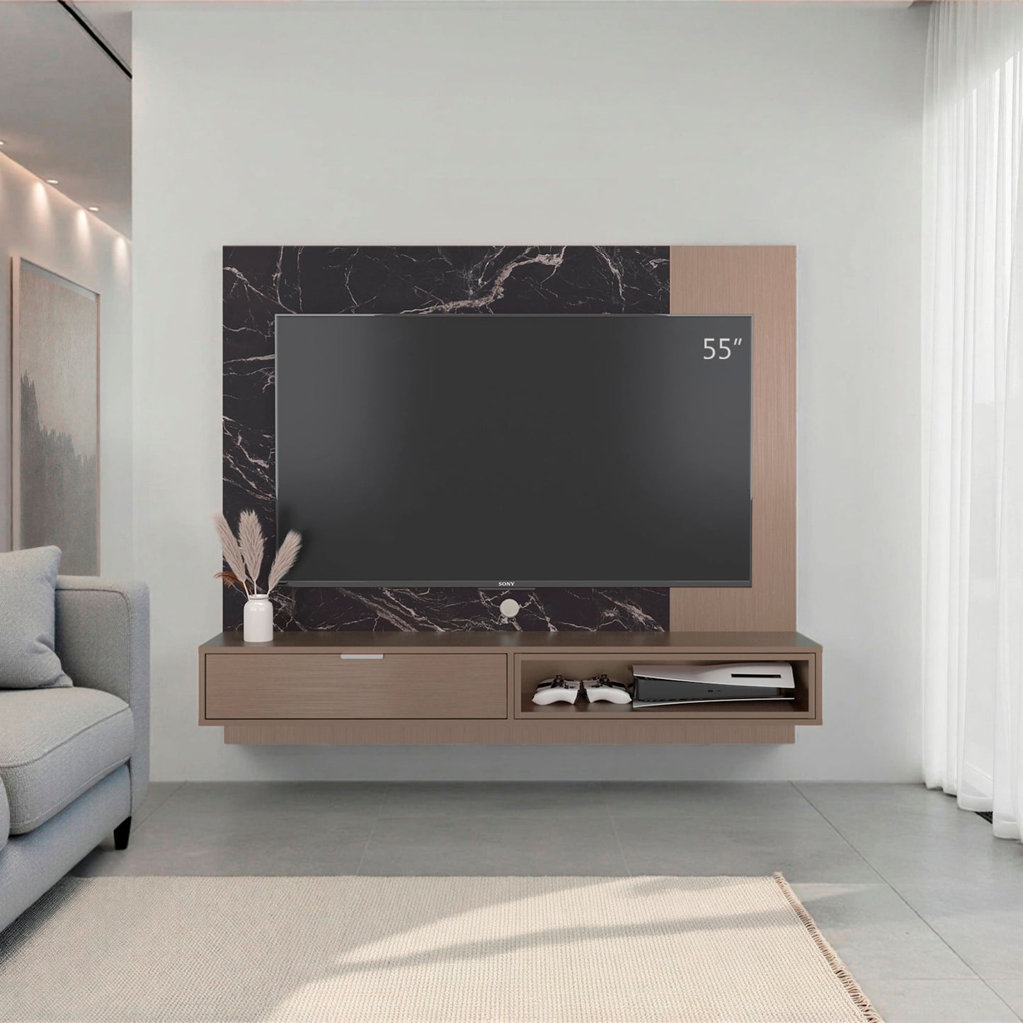 Panel De Tv Funes 130X150X33 Rta Mamba Ambar