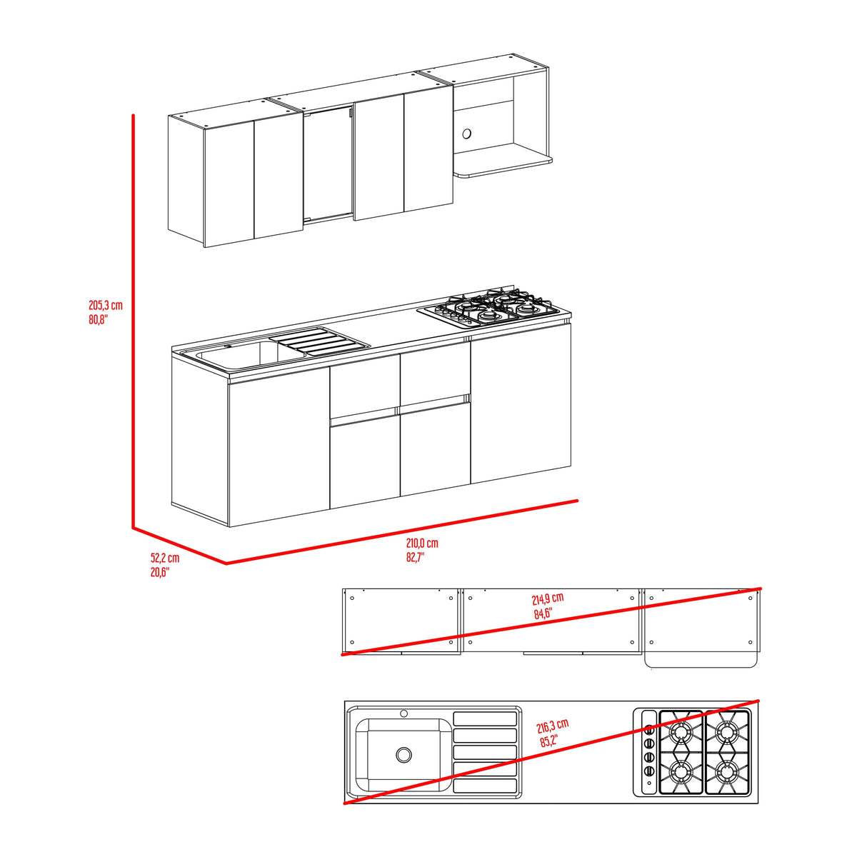 Cocina Amantia Izquierda 208X212X52 Rta Fresno Eu