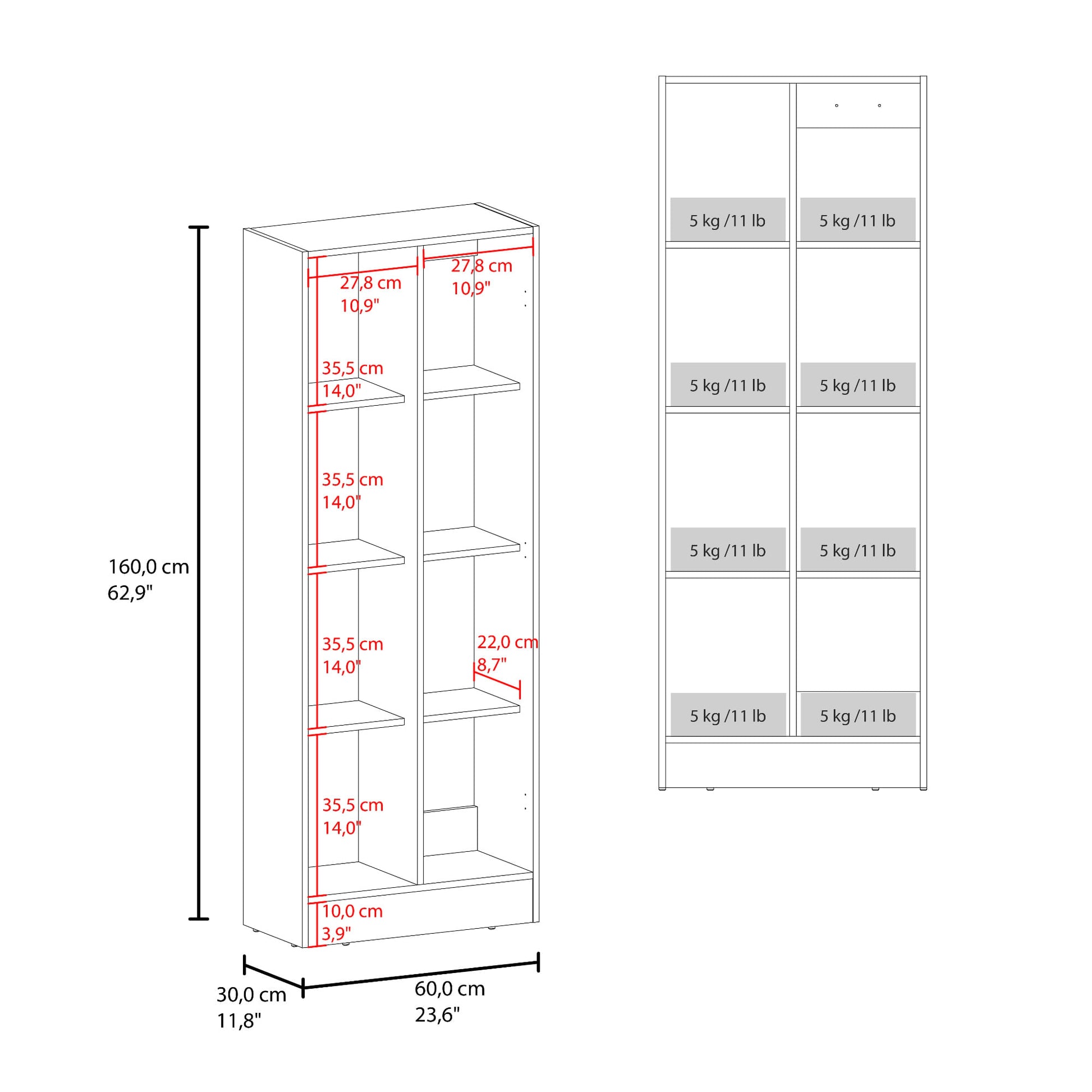 Alacena Multiusos Felch 160X60X30 Rta Blanco Zf