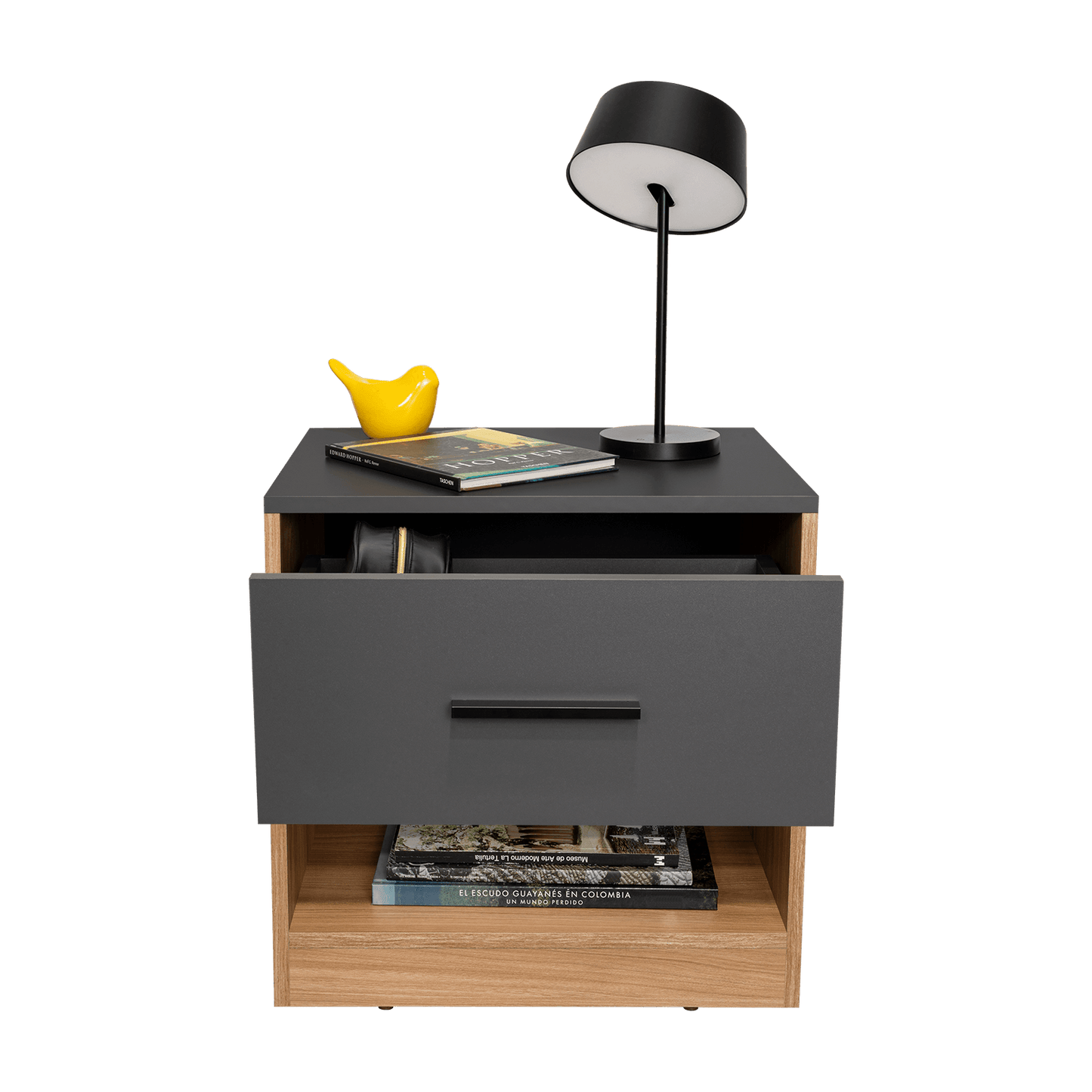 Mesa De Noche Alder 50X50X40 1C Rta Plomo Fresno