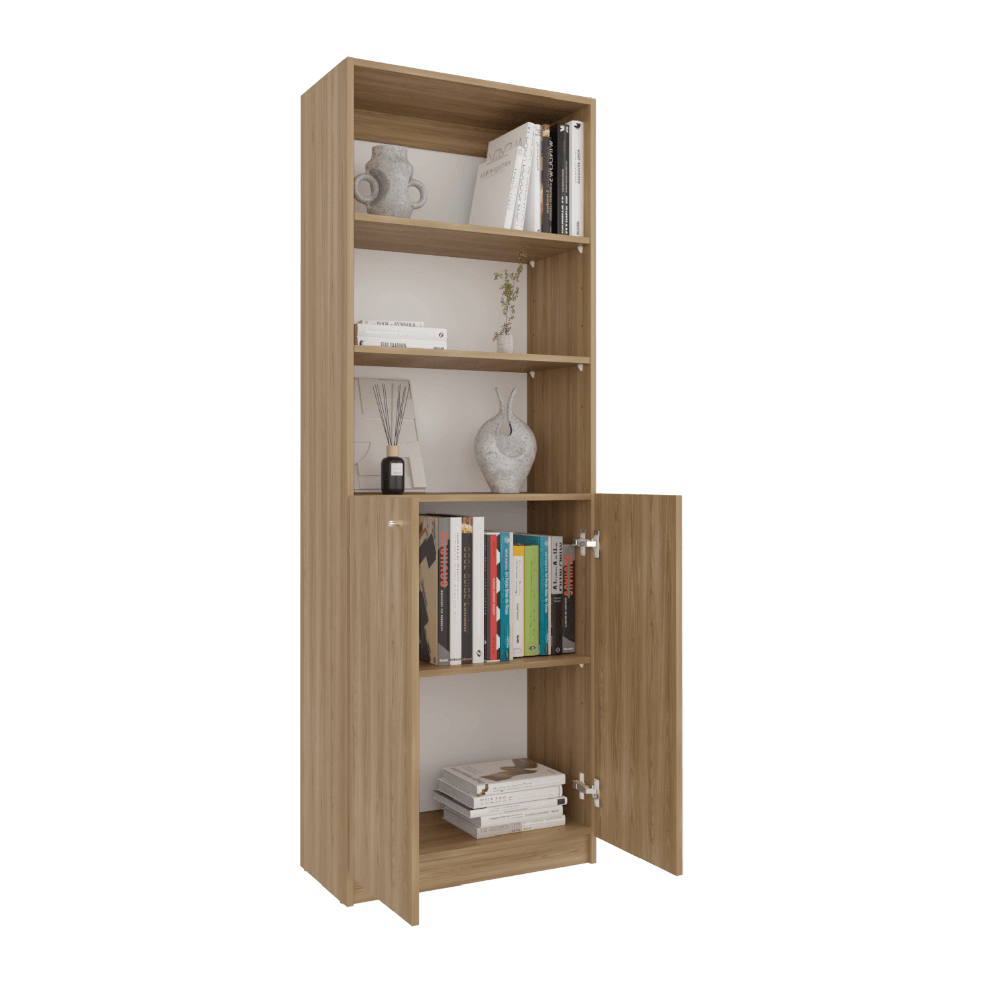 Estante Home Con Puertas 180X62X29 Rta Fresno Eu Blanco Mqz