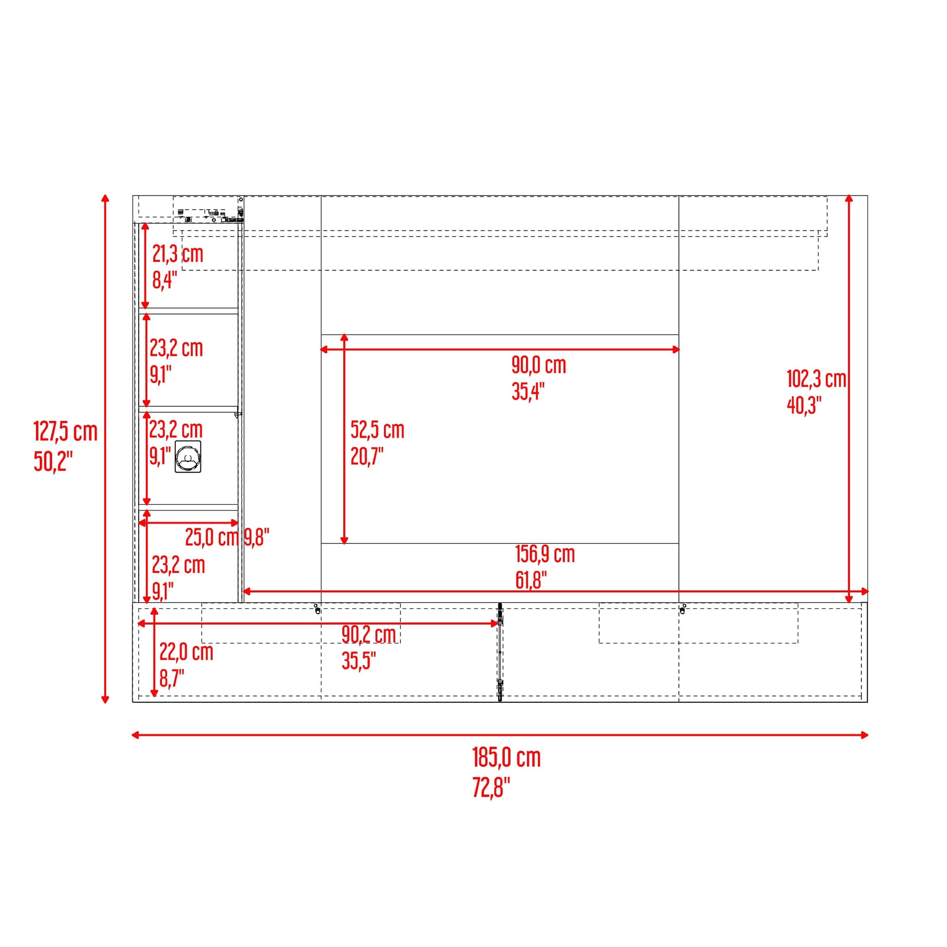 Panel Tv Ilus 65 127X185X29 Rta Capri Fresno Eu