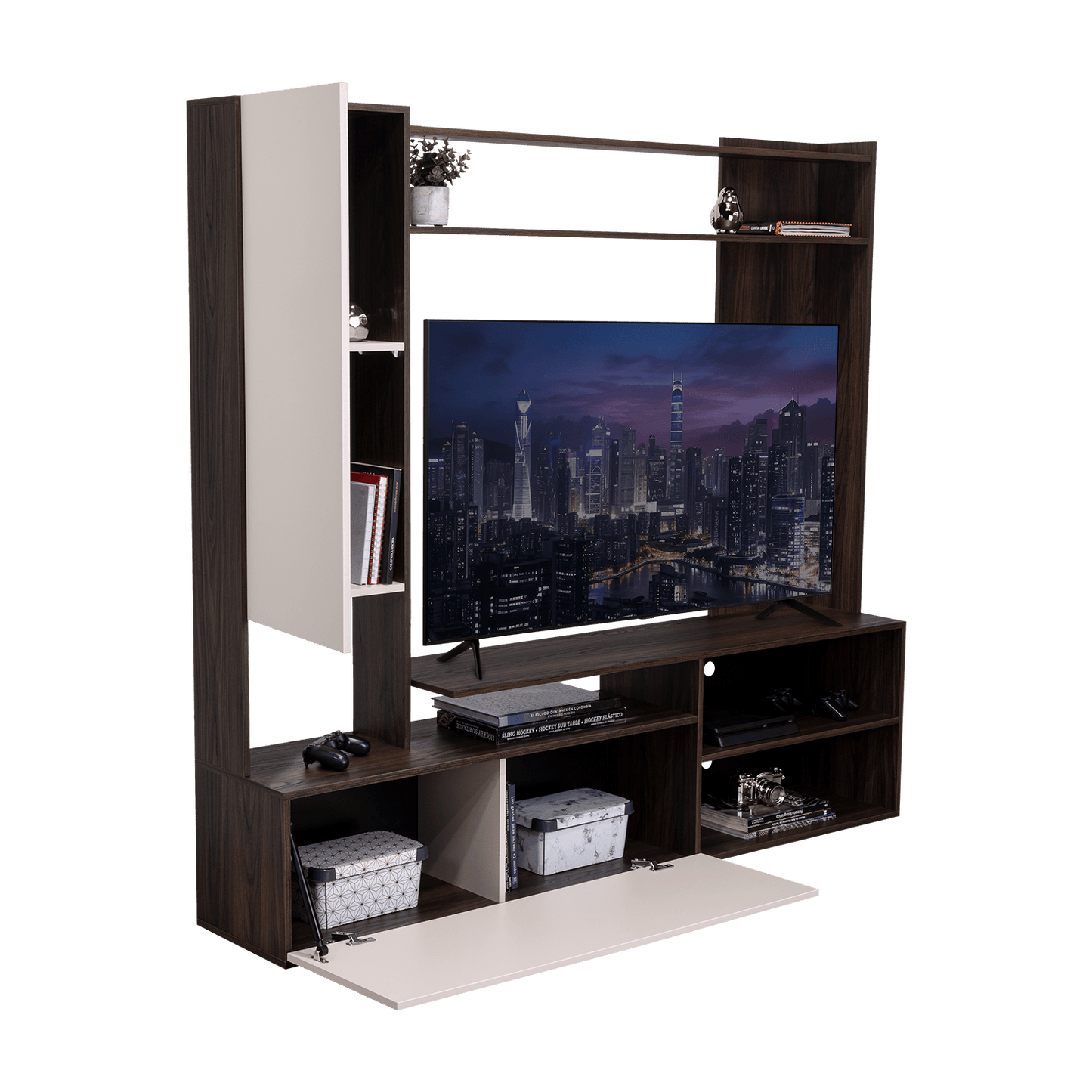 Centro De Tv 60" Renens 167X178X36 Rta Nogal Capri