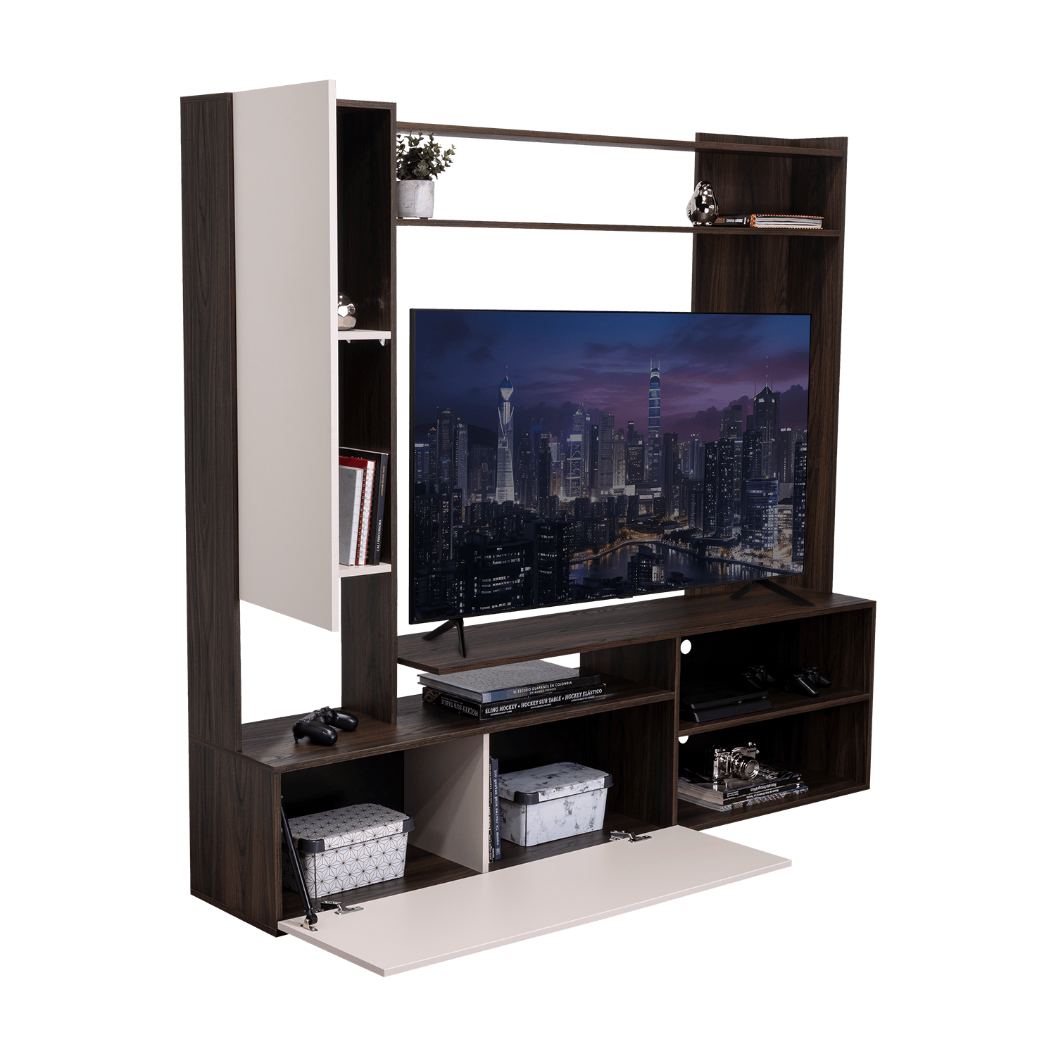 Centro De Tv 60" Renens 167X178X36 Rta Nogal Capri