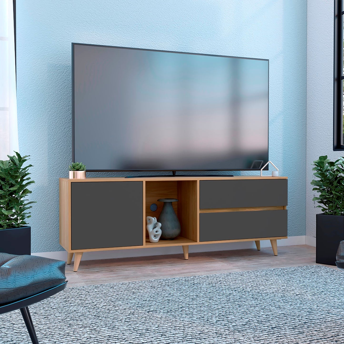 Rack Para Tv Salem 58X158X38 Rta Fresno Plomo