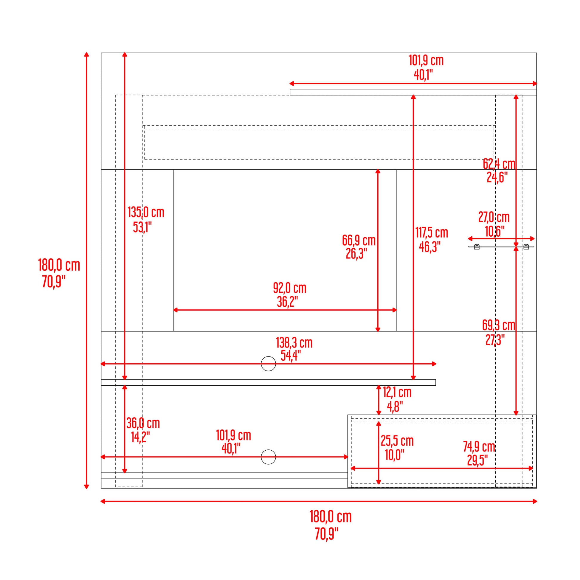 Panel De Tv Henry 180X180X36 Rta Blanco Mqz Avellana
