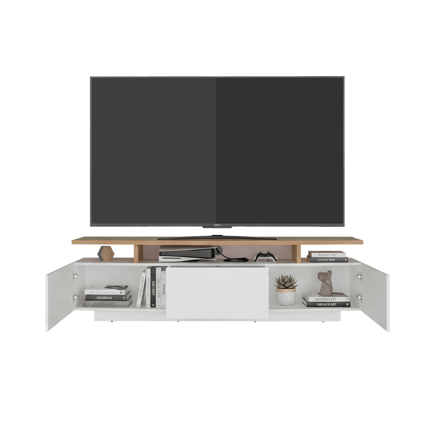 Rack Tv Serena 51X180X40 Rta Blanco Fresno Eu