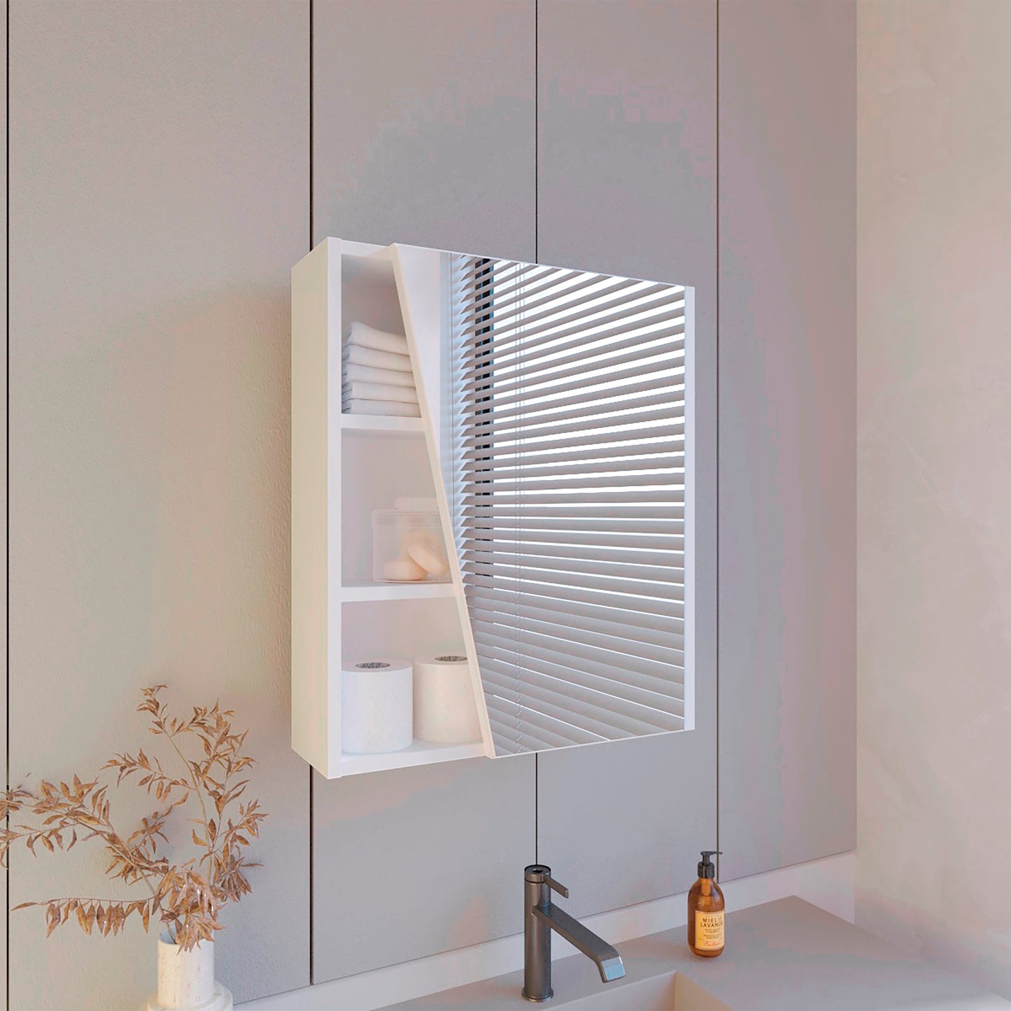 Gabinete De Baño Con Espejo Quintana 59X50X16 Rta Blanco Zf