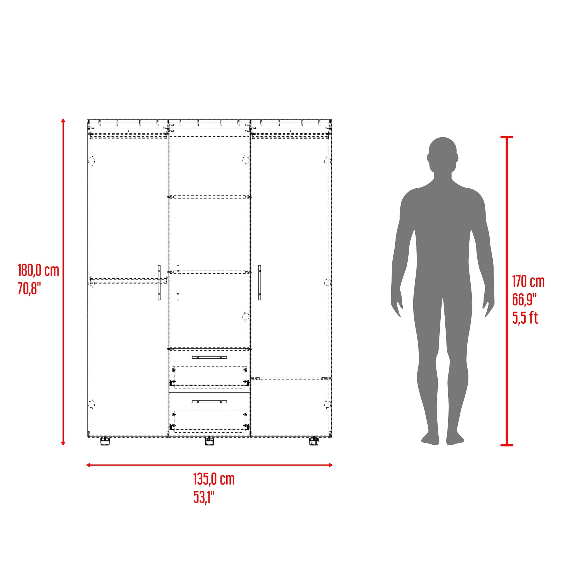 Closet Baru Lite 180X135X50 Rta Milán
