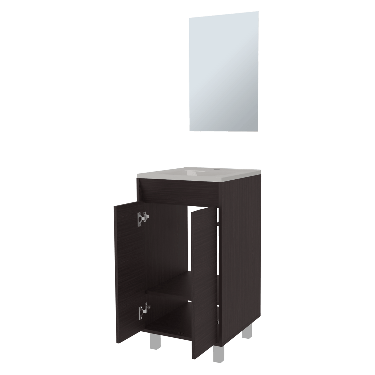 Set Mueble De Baño Brandy + Espejo Bolonia 84X45X45 Rta Wengue Zf