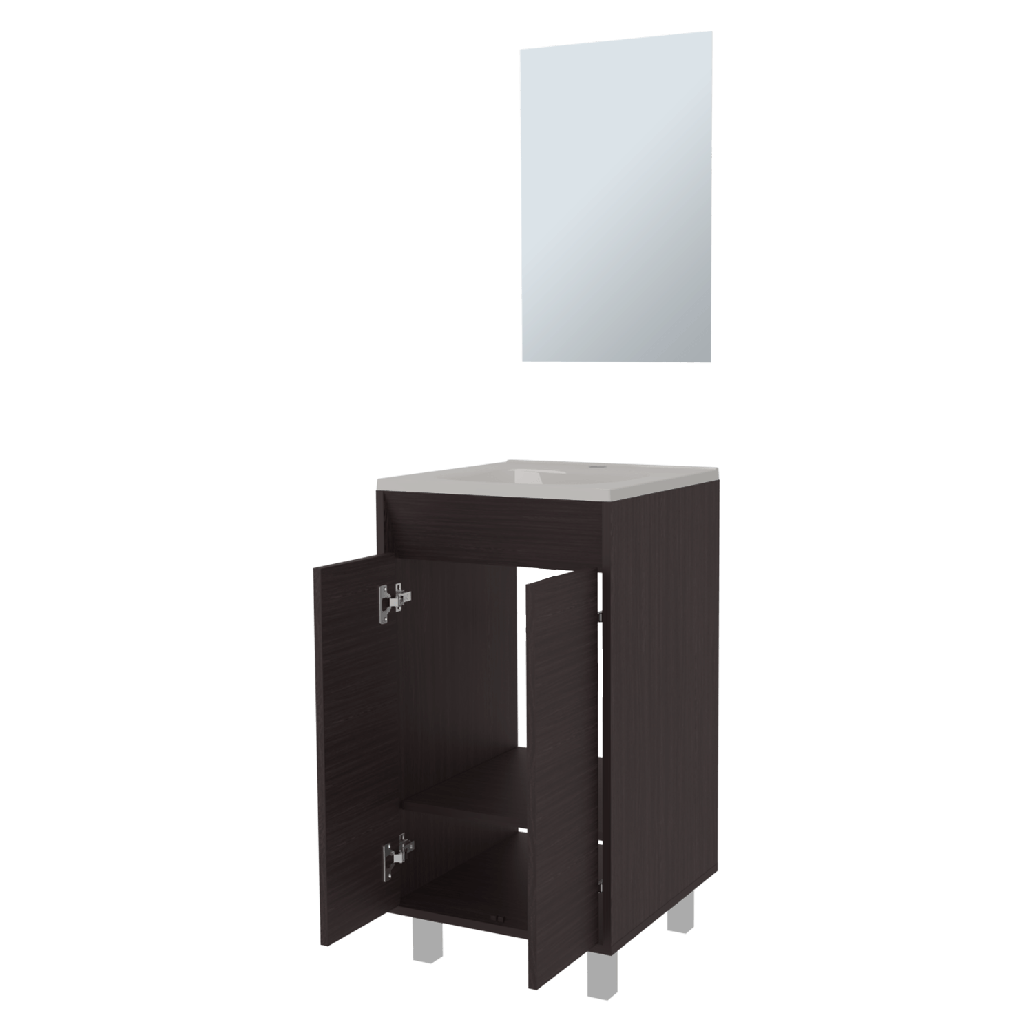 Set Mueble De Baño Brandy + Espejo Bolonia 84X45X45 Rta Wengue Zf