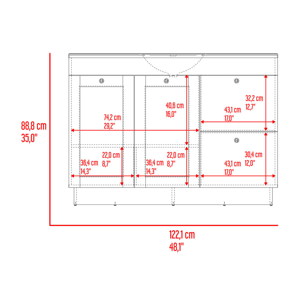 Muebles Para Lavamanos 48 Baluarte 86X121X53 Blanco Zf