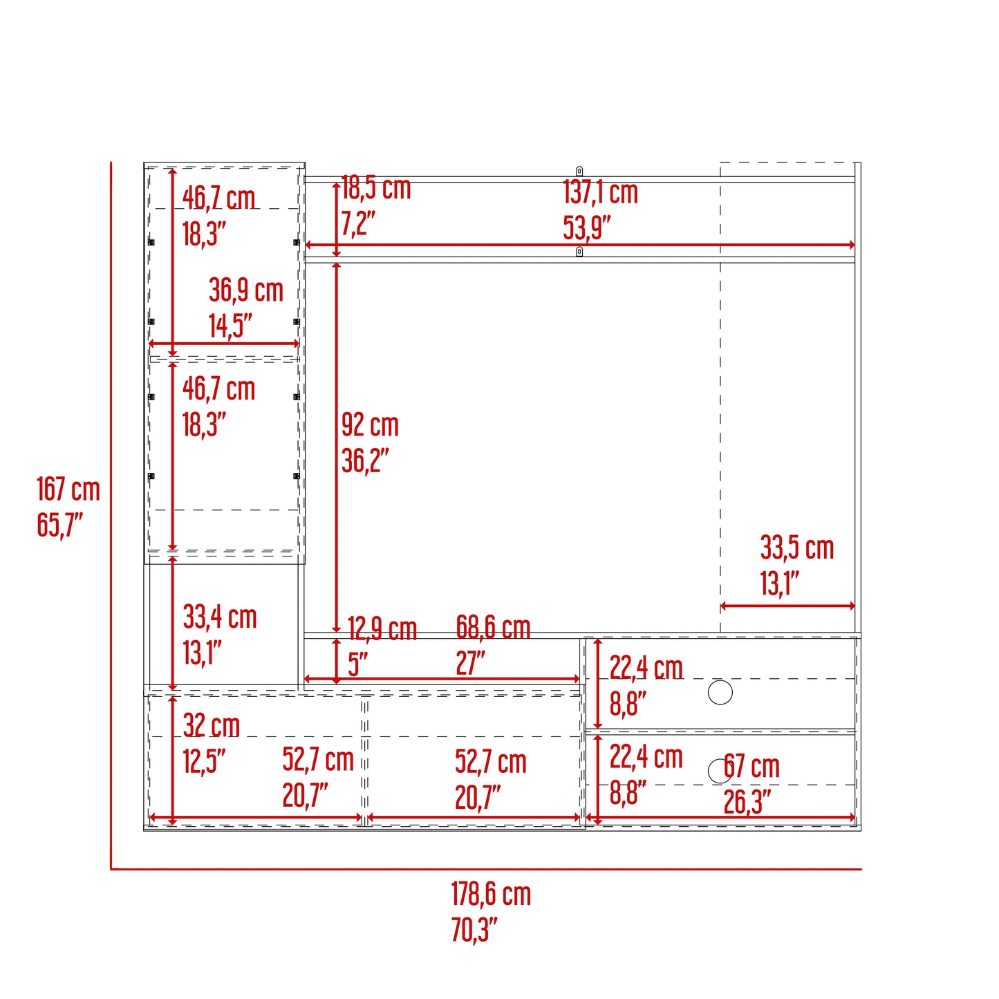 Rack Tv Nolic 167X178,6X35 Rta Capri+Nogal Europeo