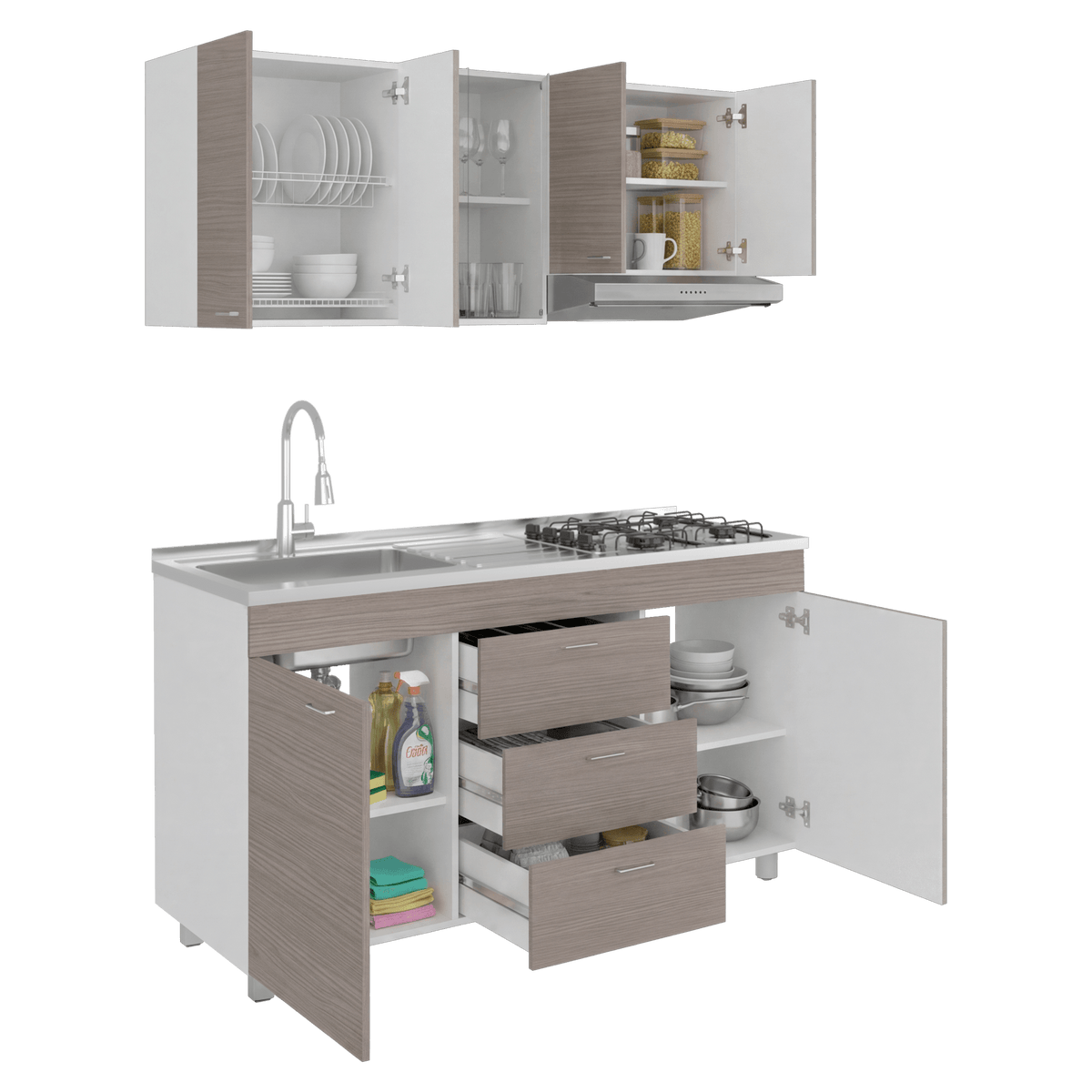 Cocina 150 Lumina Izq 60X150X31 Rta Blanco Positano