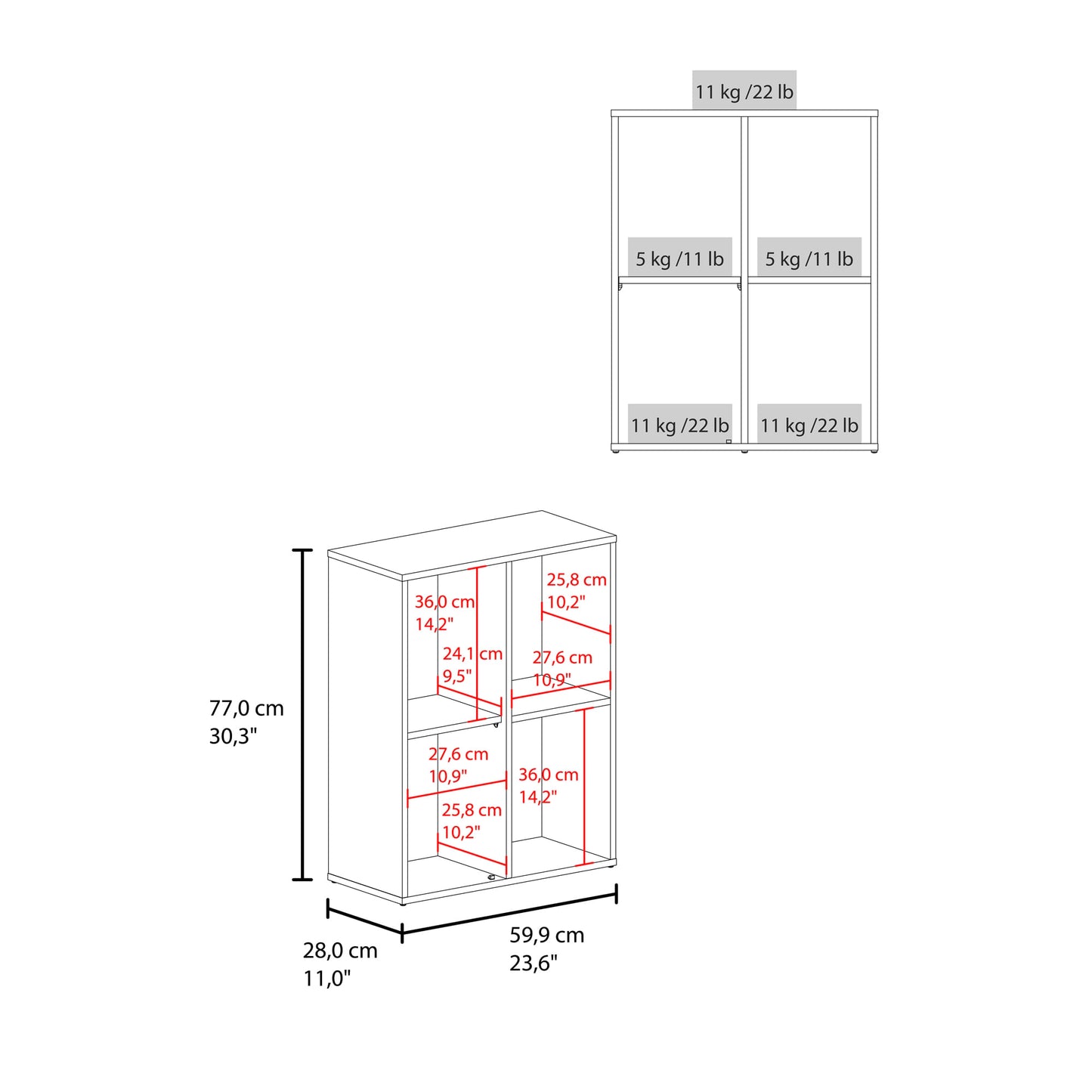 Estanteria Pequeña Vicco 77X59X28 Rta Blanco Zf