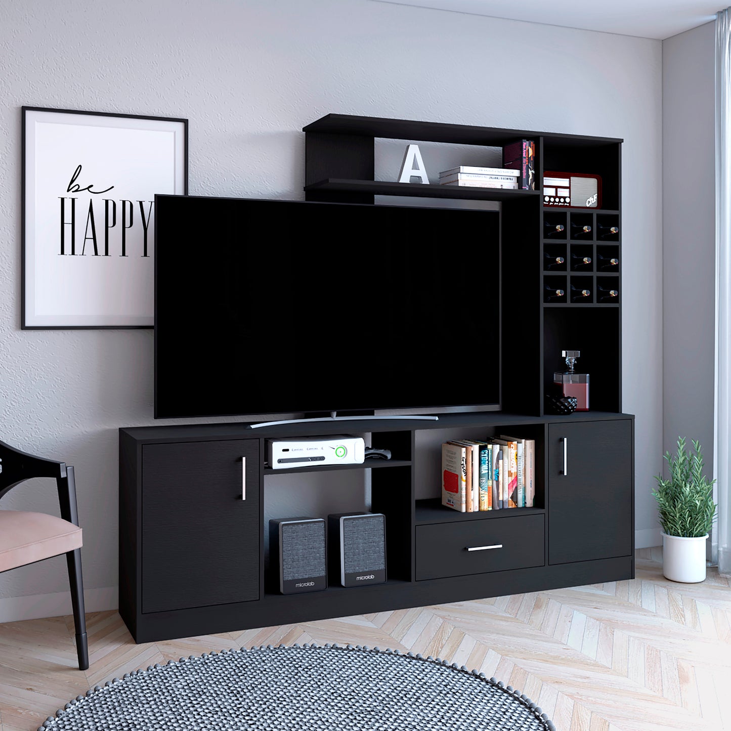 Centro De Entretenimiento 200 X 180 Kava Beijing Tv 60'' Rta Wengue