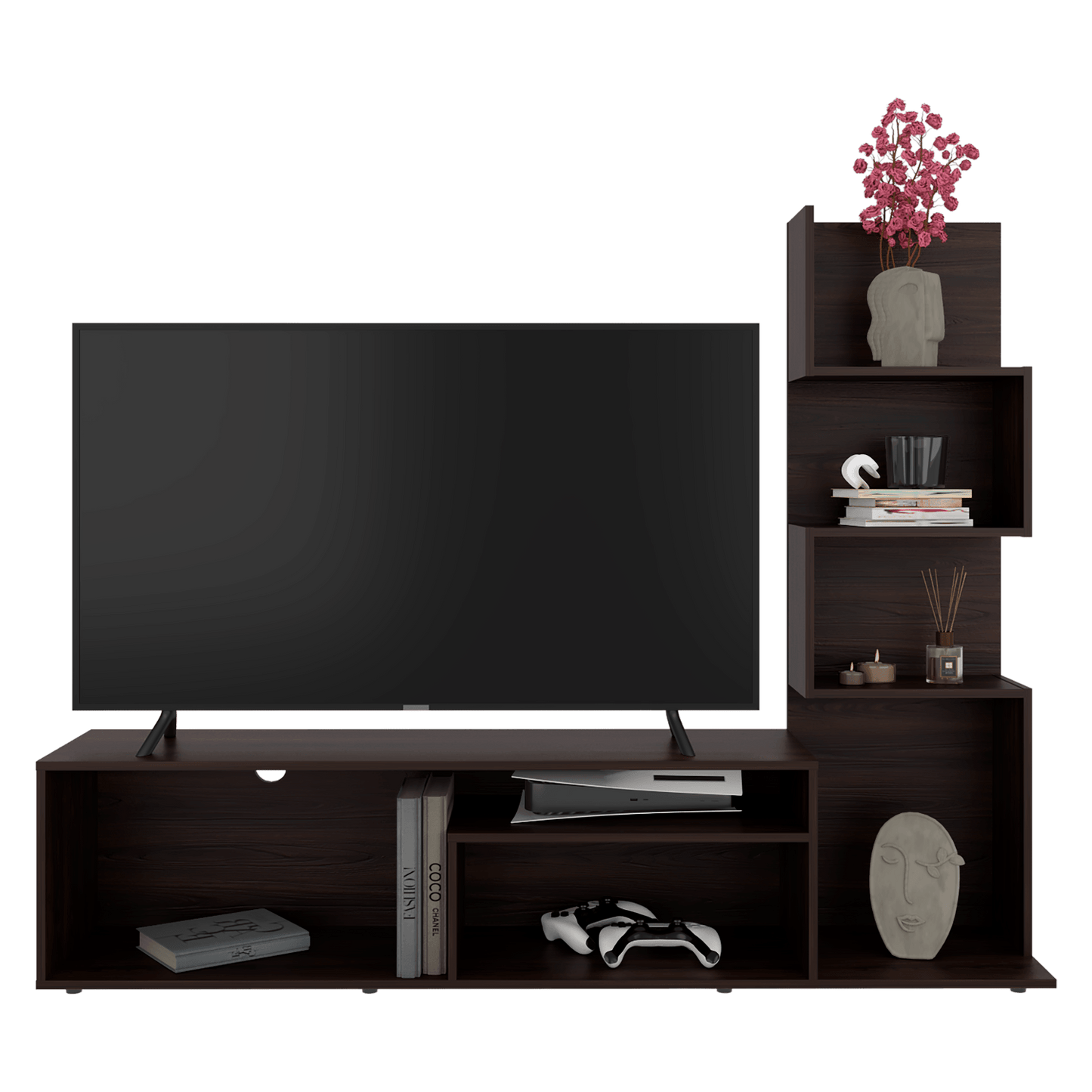 Mesa De  Tv 55" Lugano 134X169X35 Rta Nogal Europeo
