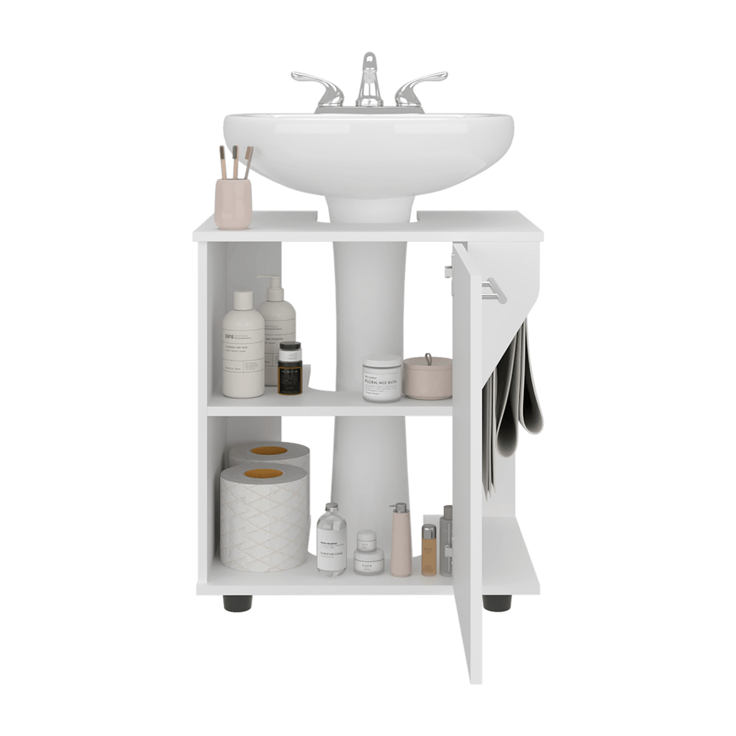 Mueble Lavamanos De Pedestal Phillips 62X56X41 Rta Blanco