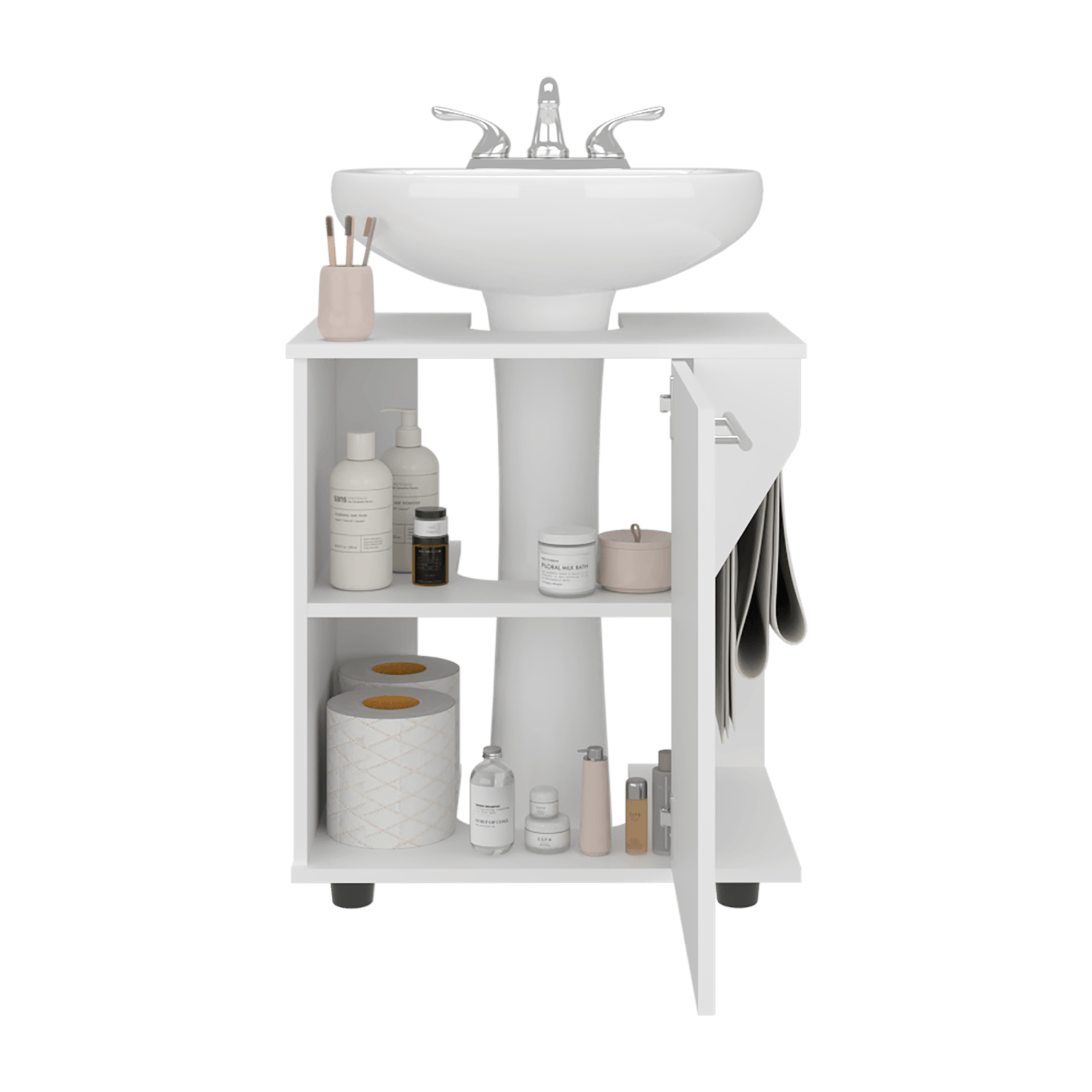 Mueble Lavamanos De Pedestal Phillips 62X56X41 Rta Blanco