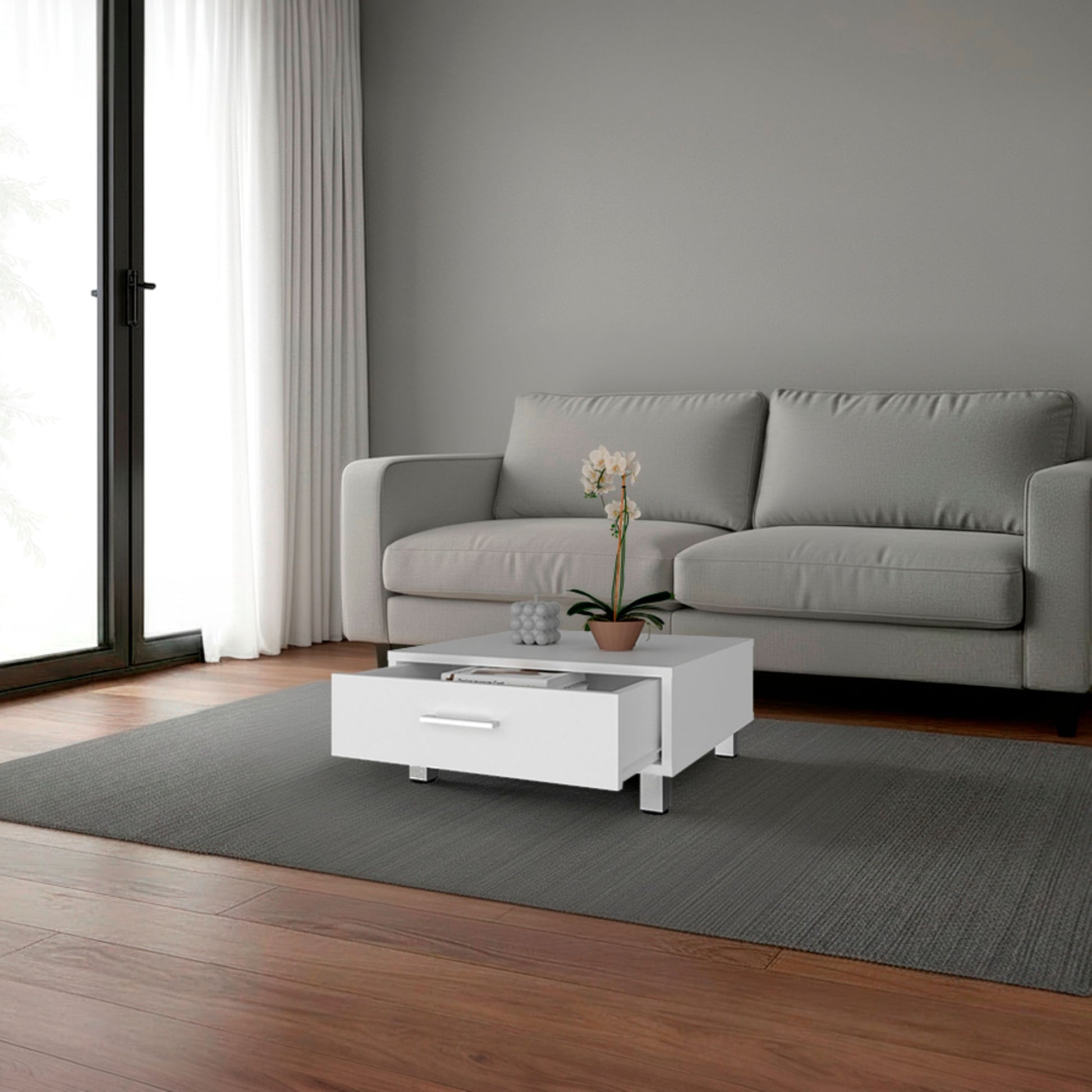 Mesa De Centro Beijing 26X60X60 Rta Blanco Zf