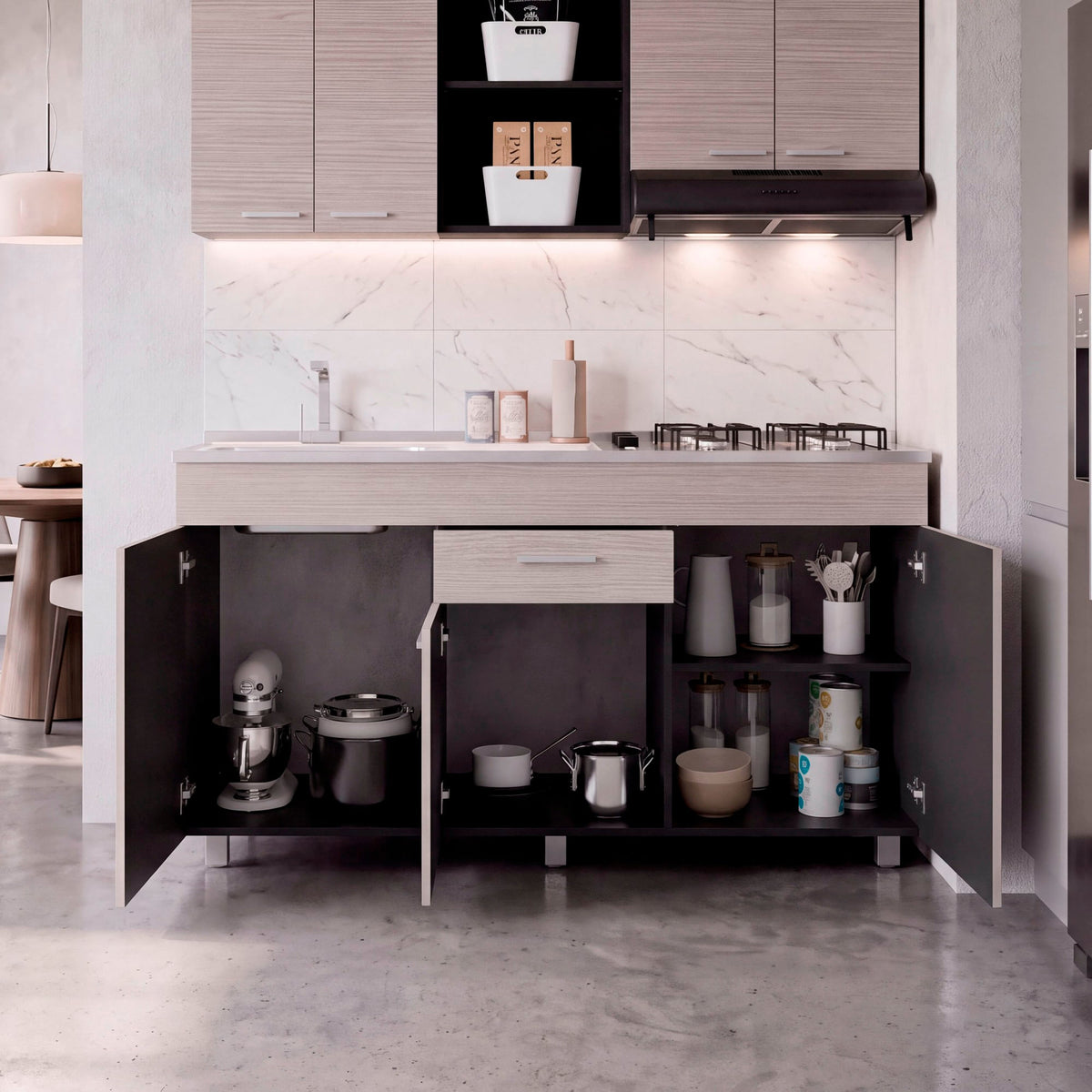Mueble Inferior Cocina Rosa 84X148X49 Rta Wengue Positano