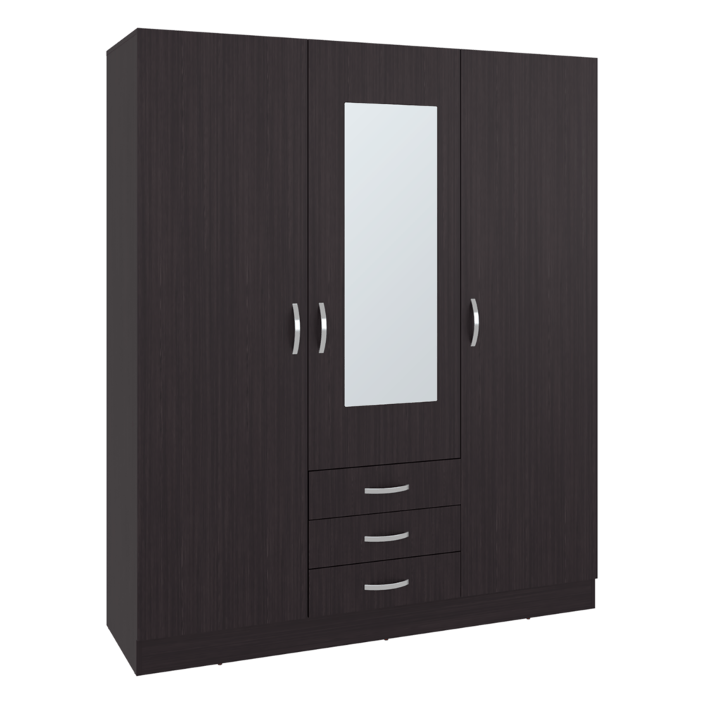 Armario 3P 3C Con Espejo 180X150X48 Rta Wengue Zf