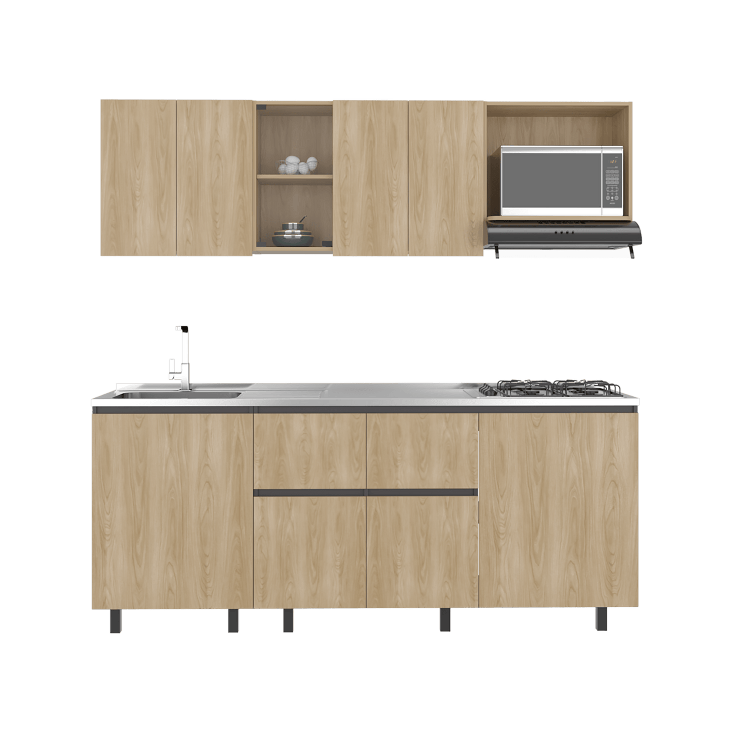 Cocina 2,10 Amantia Rta Fresno Plomo