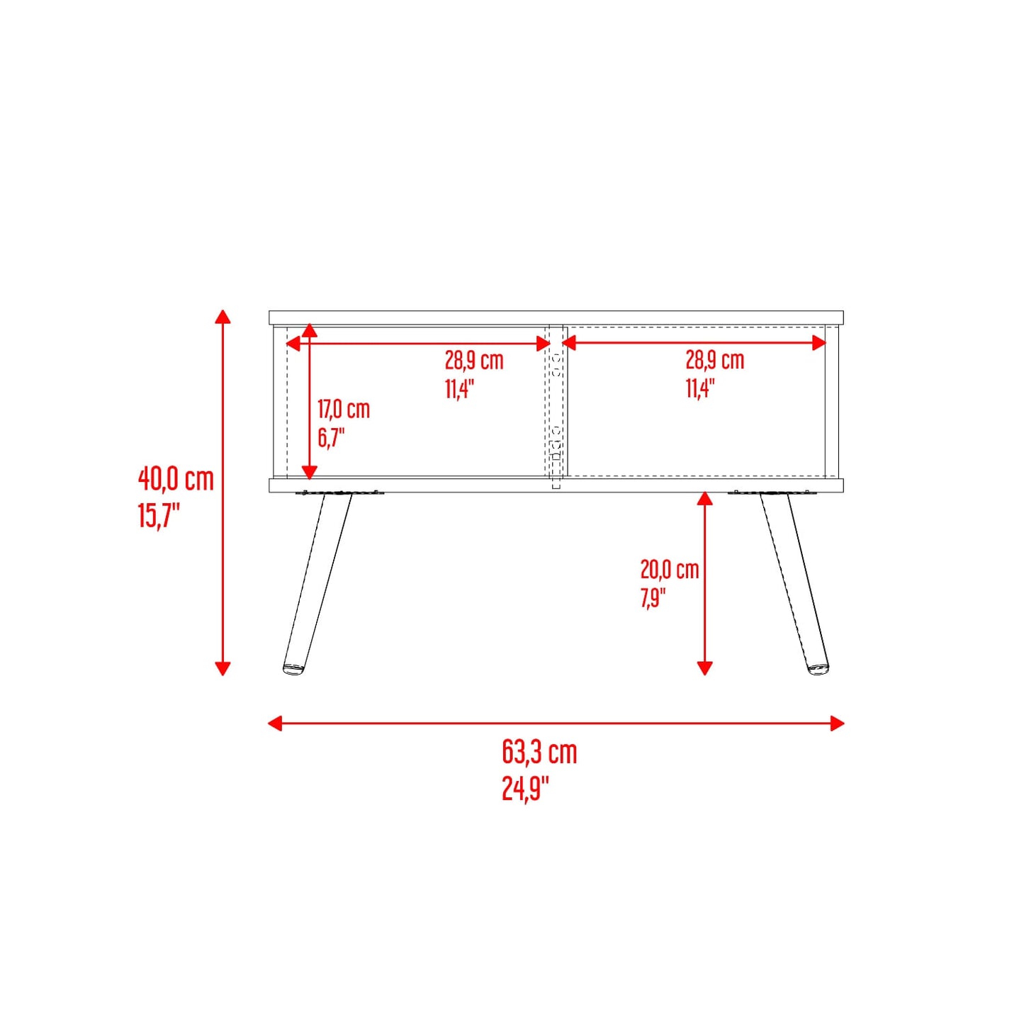 Mesa De Centro Zurich 40X63X40 Rta Milan Plomo