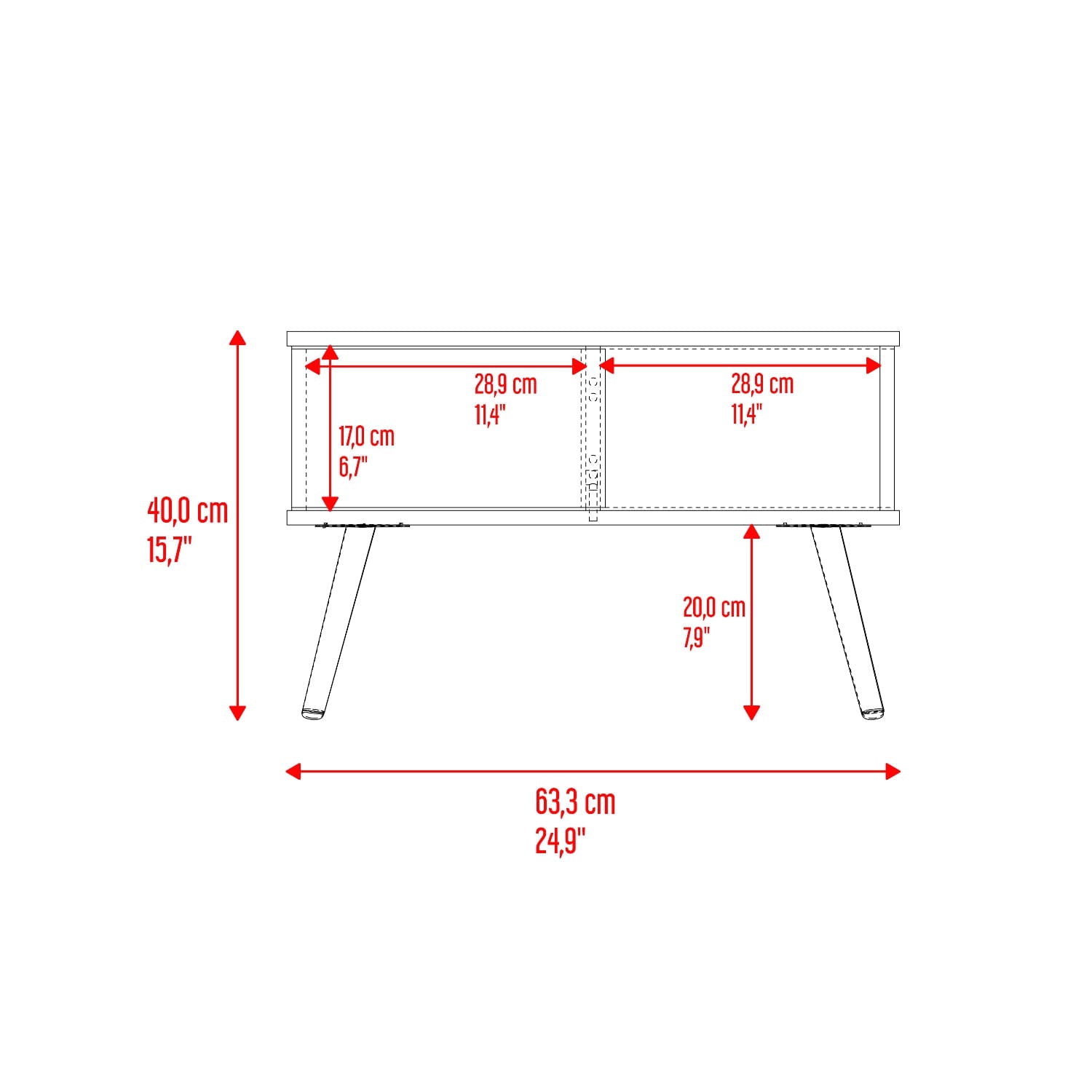 Mesa De Centro Zurich 40X63X40 Rta Milan Plomo
