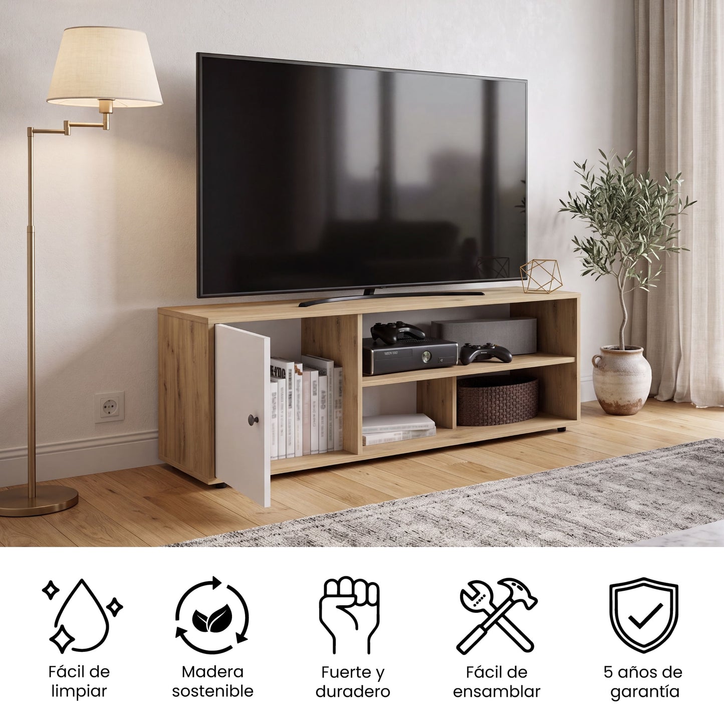 Rack De Tv 55'' Noah Rta Macadamia Blanco