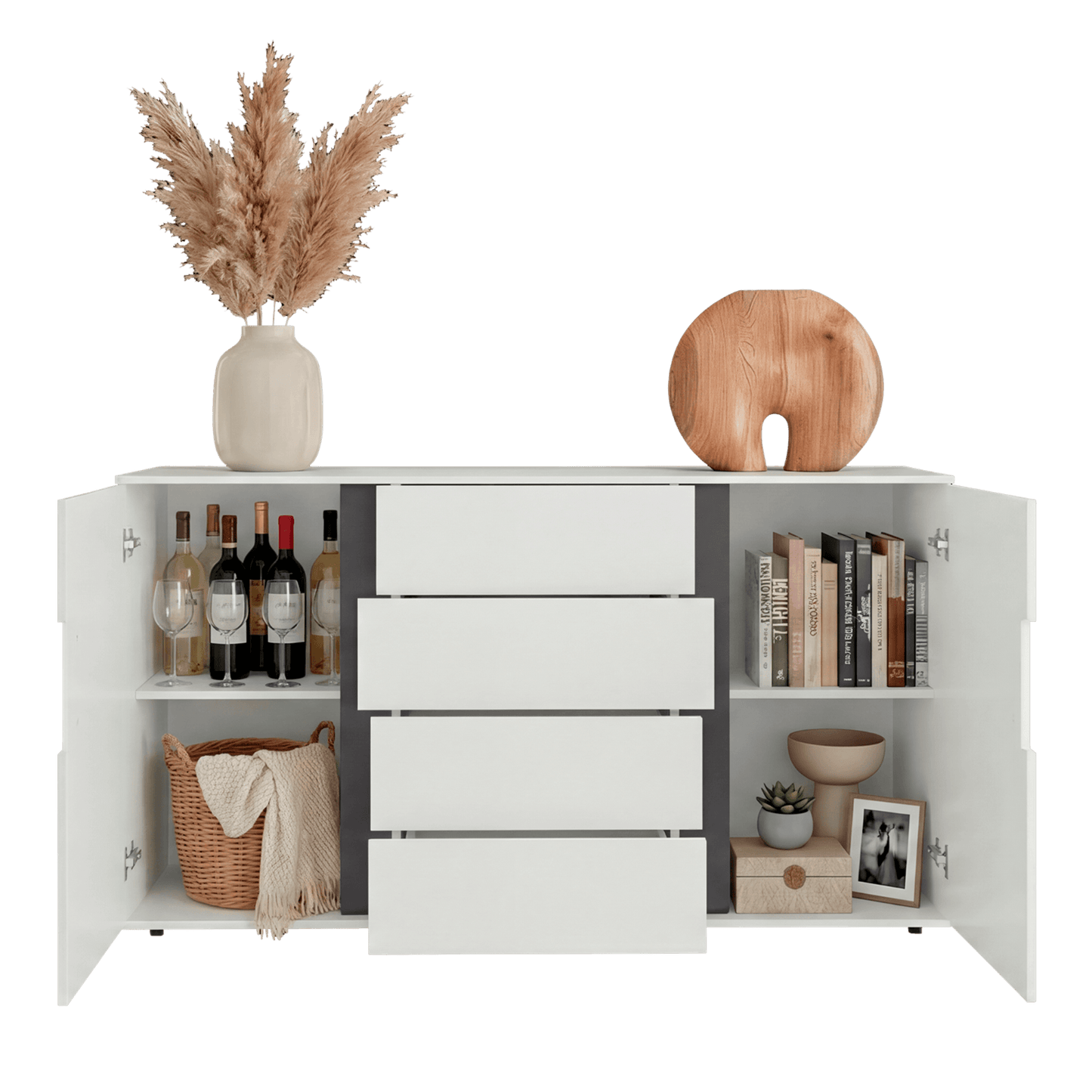 Cómoda Bisbee 85X160X40 Rta Blanco Mqz Plomo