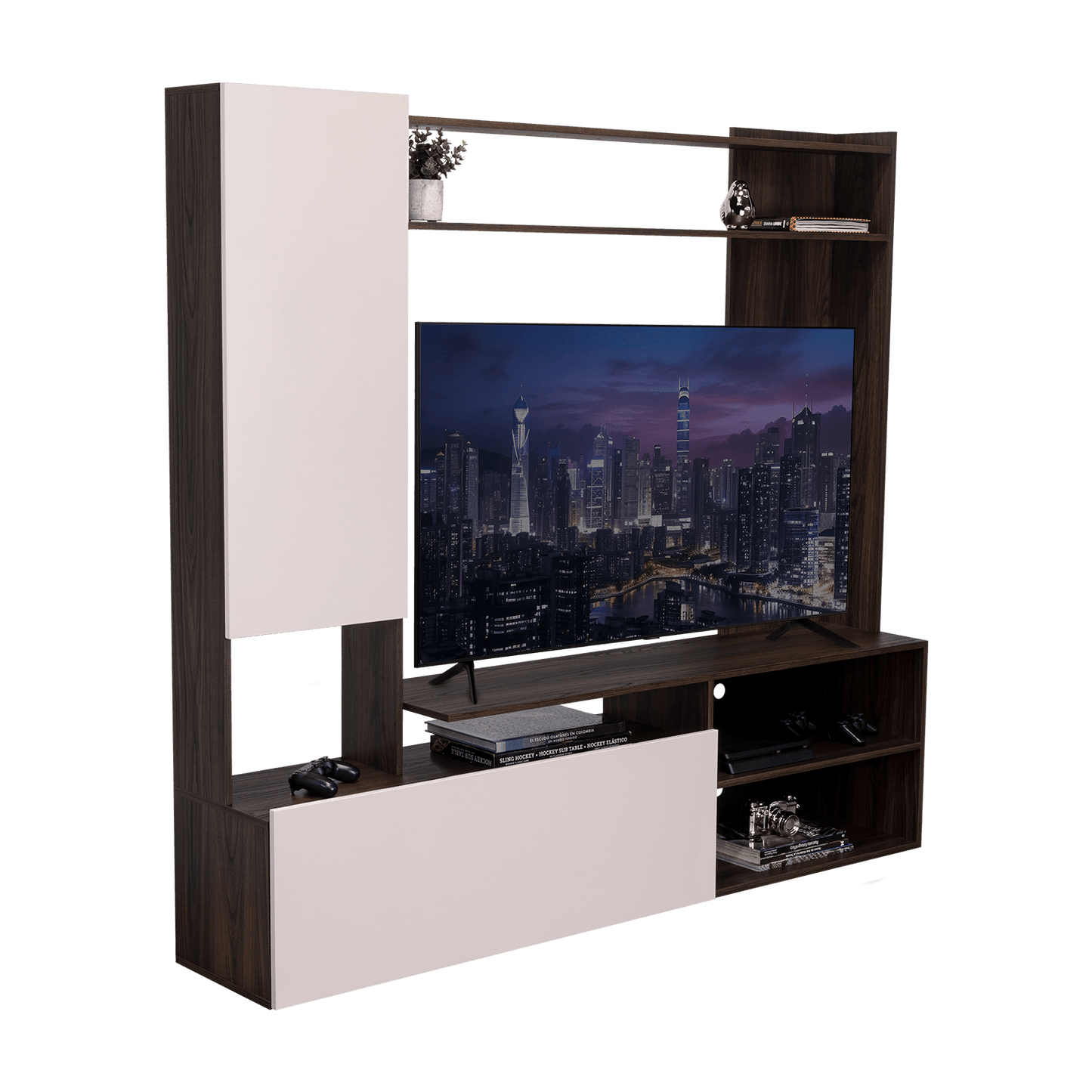 Centro De Tv 60" Renens 167X178X36 Rta Nogal Capri