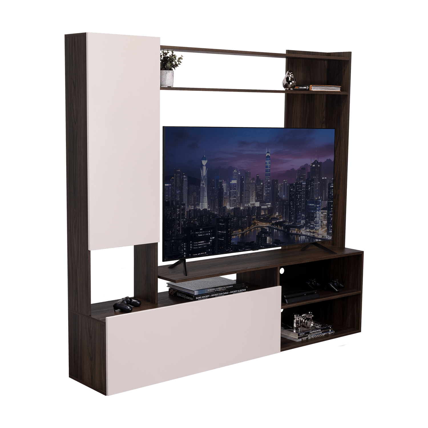 Centro De Tv 60" Renens 167X178X36 Rta Nogal Capri