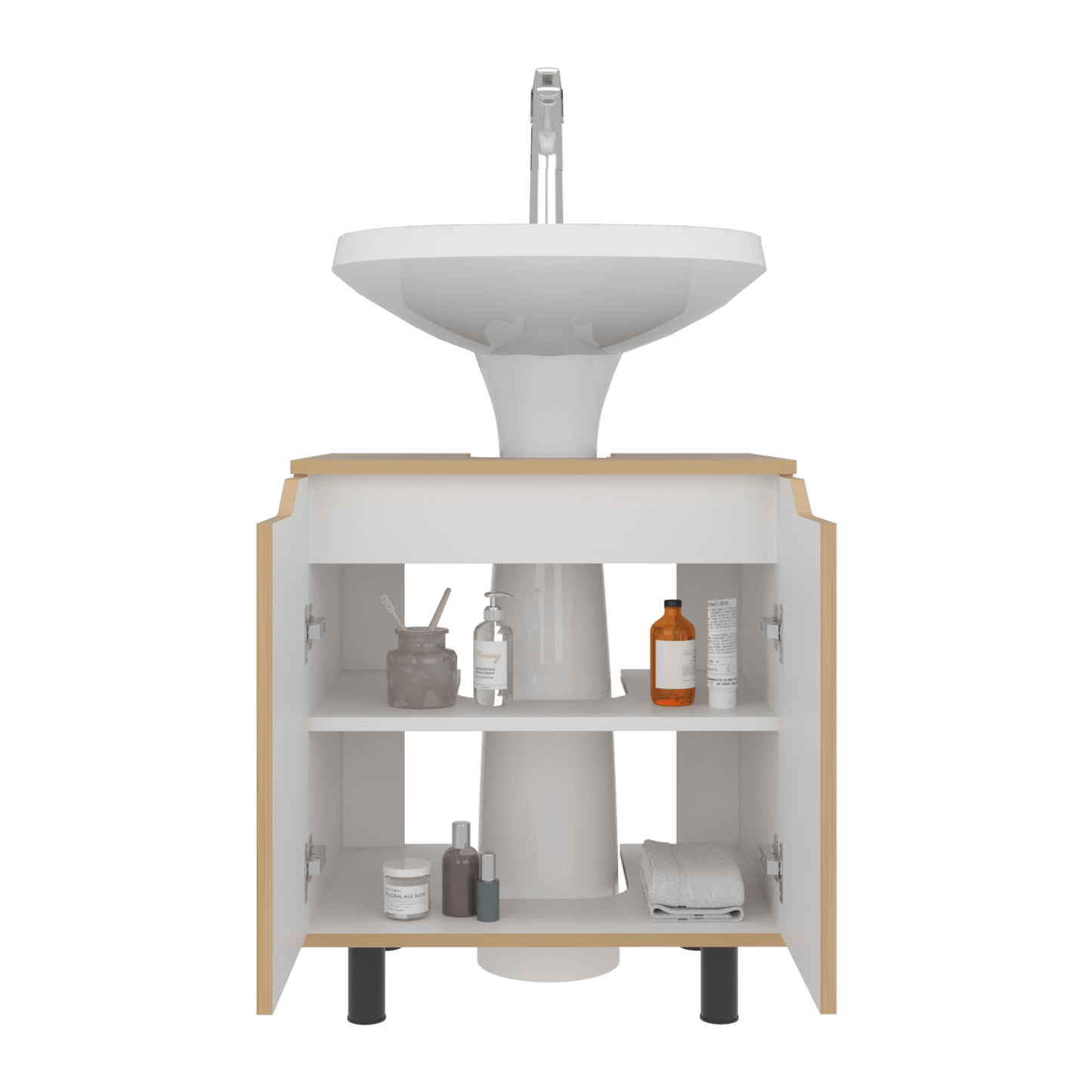 Mueble Lavamos De Pedestal Marlo 63X55X41 Rta Fresno Blanco
