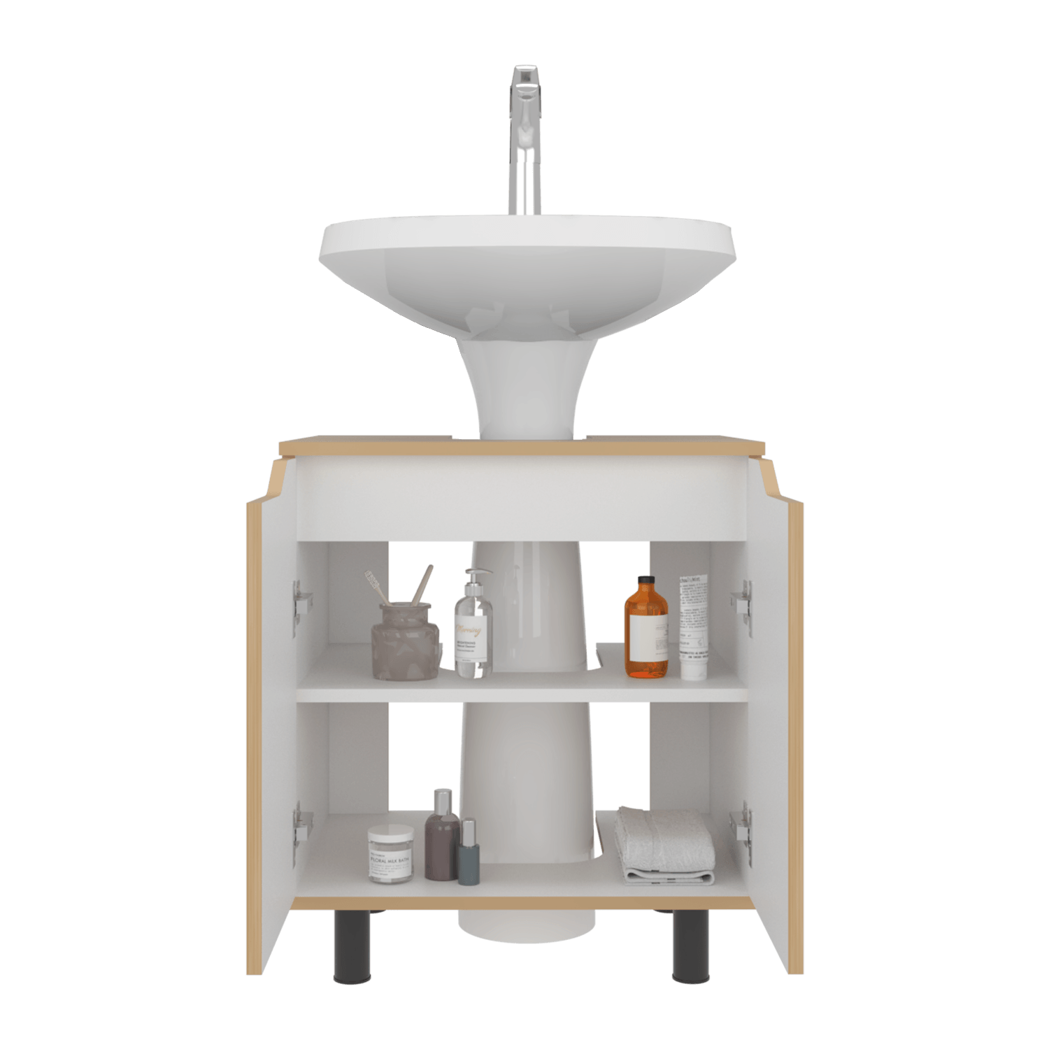 Mueble Lavamos De Pedestal Marlo 63X55X41 Rta Fresno Blanco