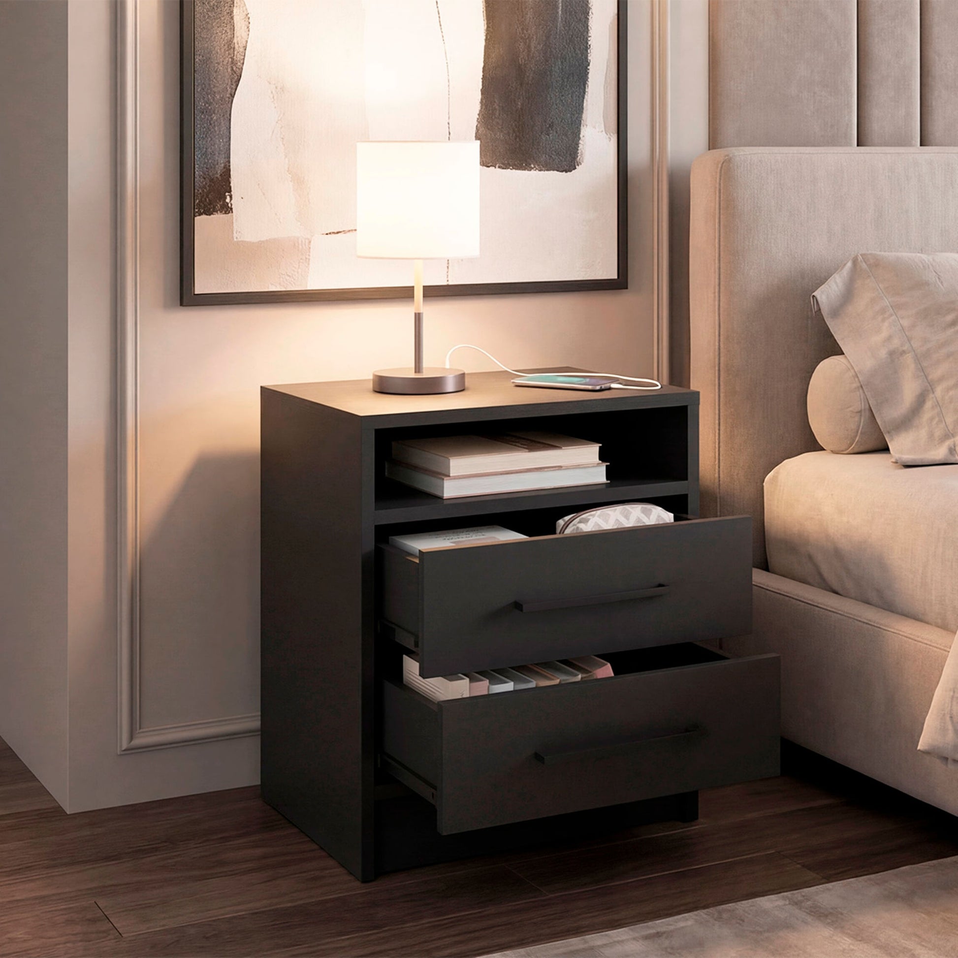 Mesa De Noche Eter Usb 50X40X37 Rta Wengue