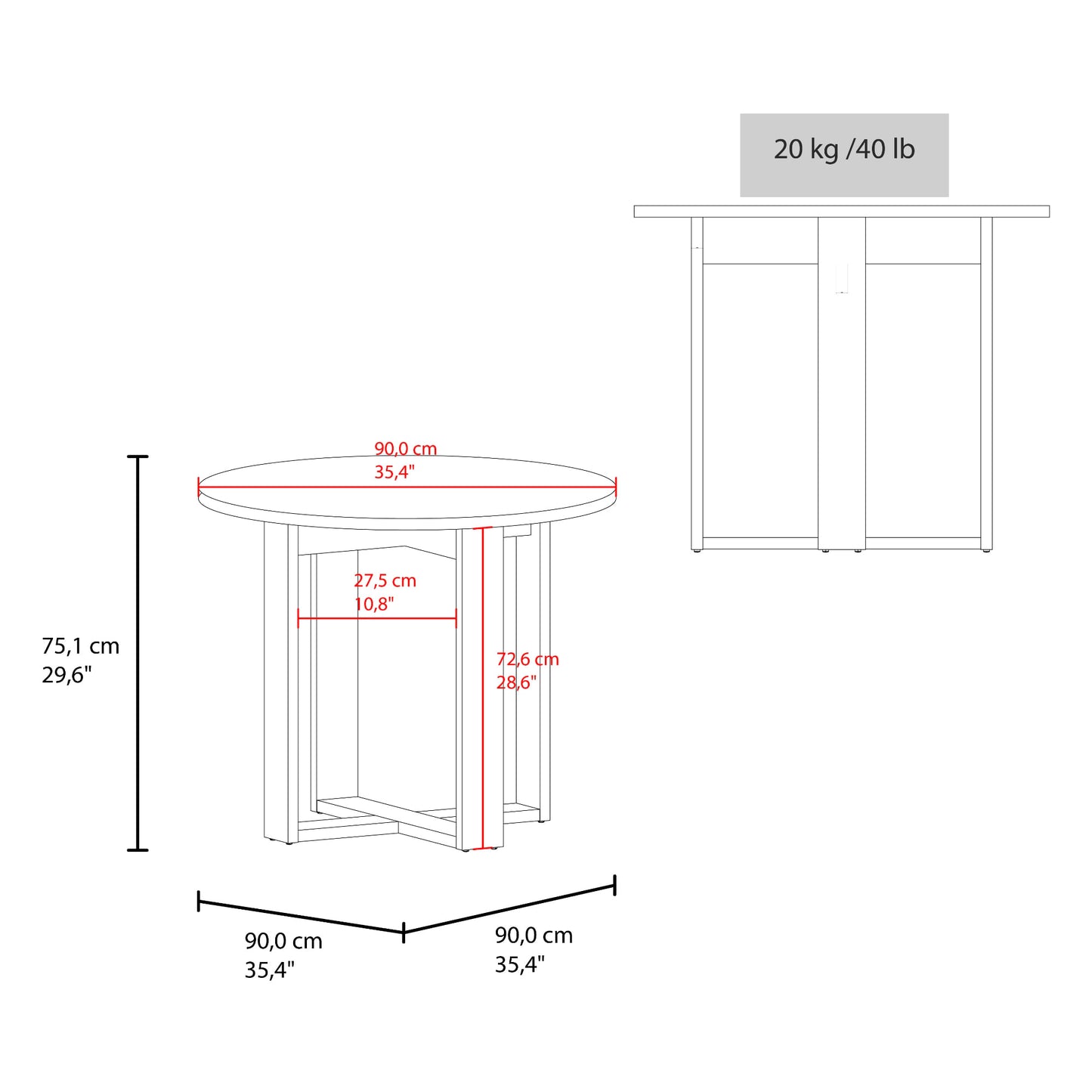 Mesa Comedor Lily 75X105X105 Rta Fresno Zf