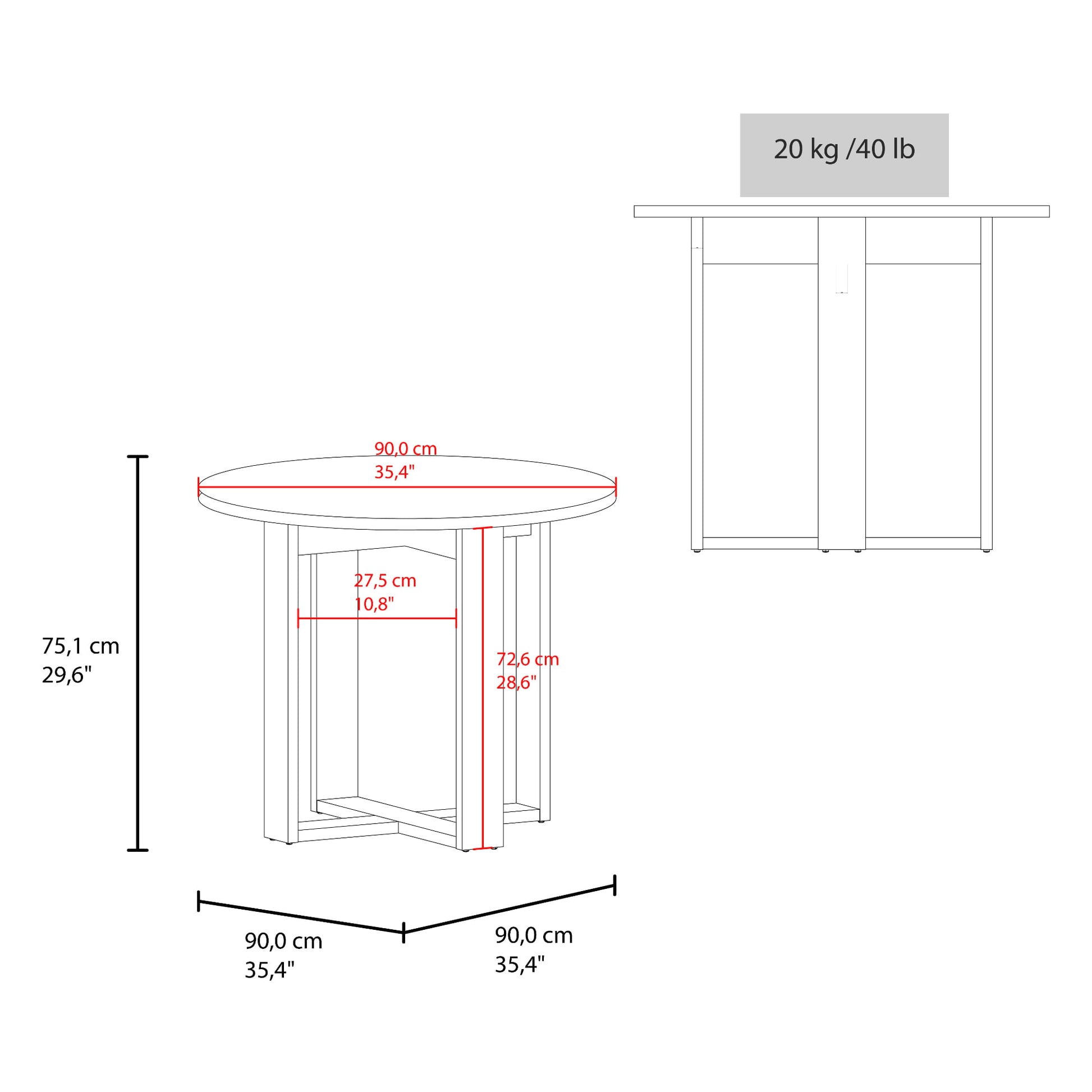Mesa Comedor Lily 75X105X105 Rta Fresno Zf