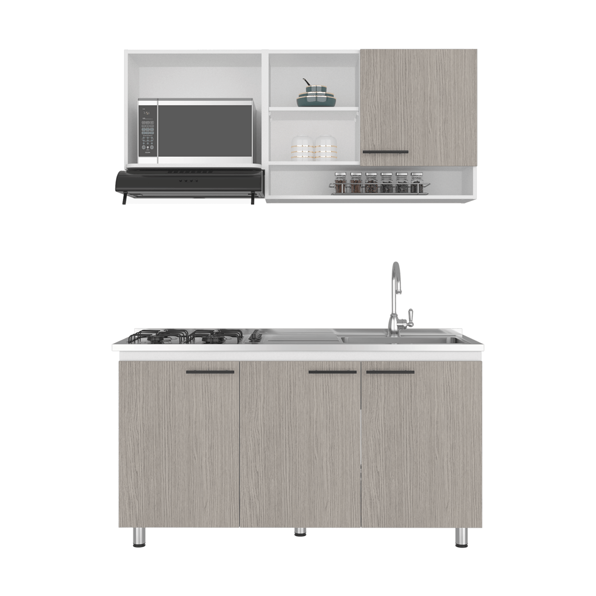 Cocina Orquidea Derecha 210X150X53 Rta Blanco Positano