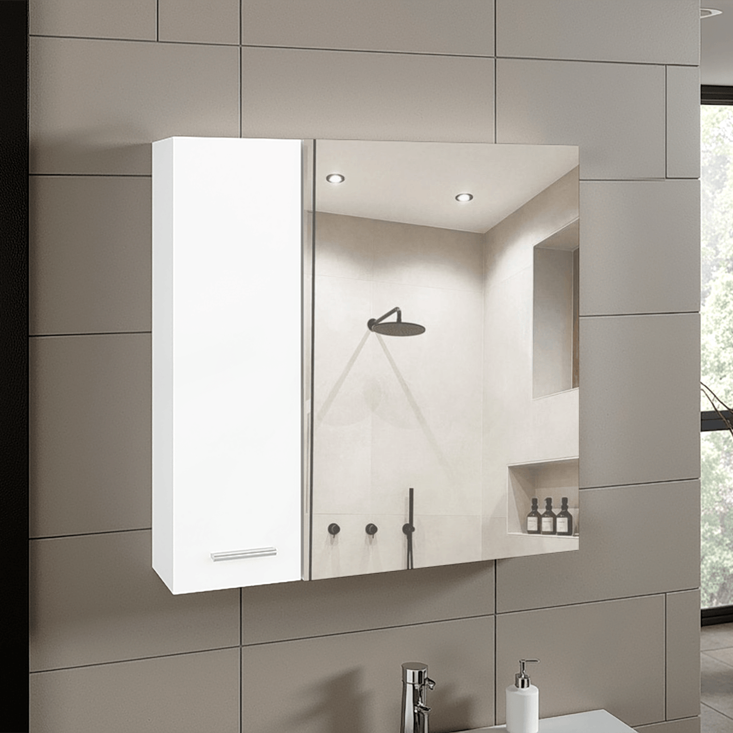 Botiquin Con Espejo Barcelona 60X60X14 Rta Blanco Zf