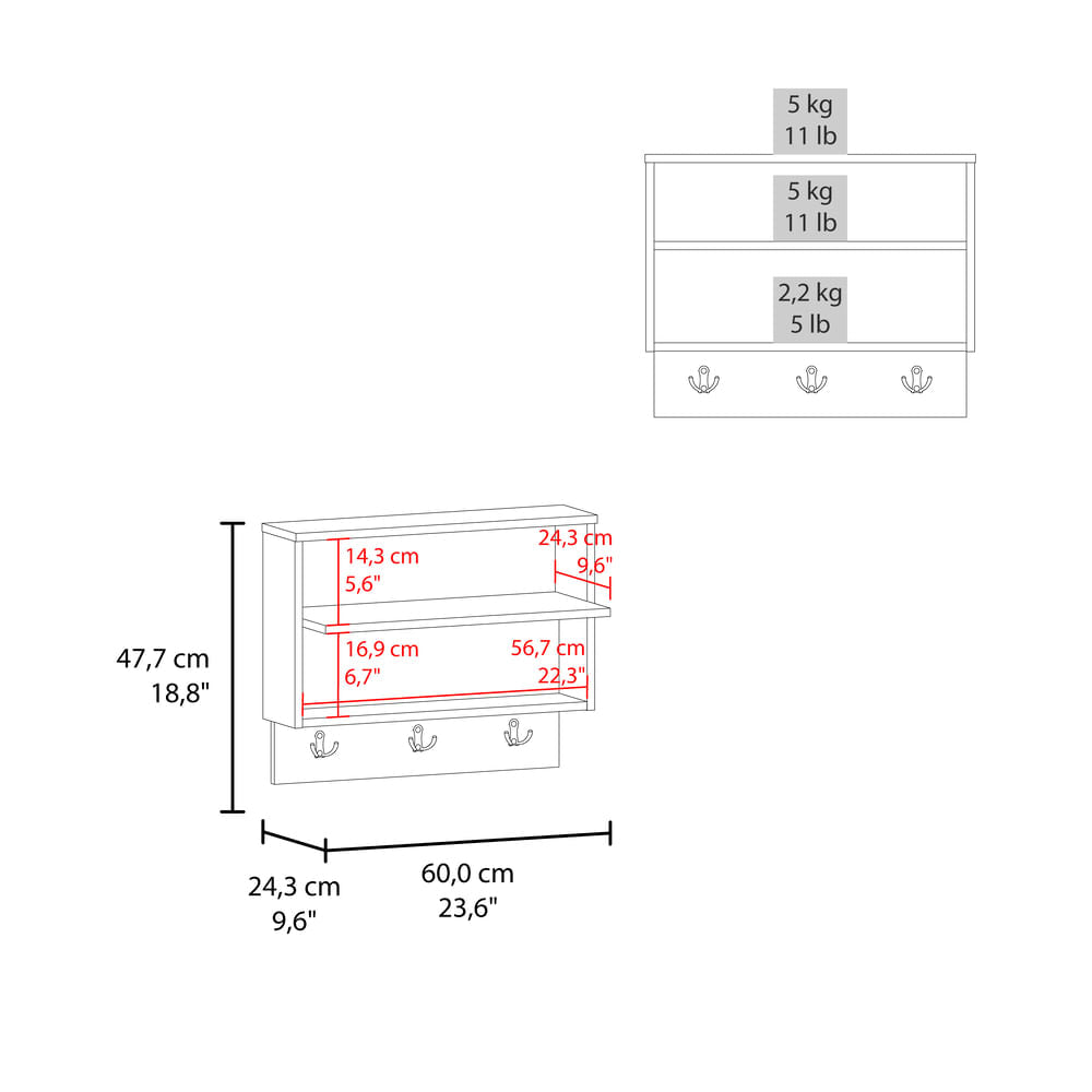 Repisa Consola Aranjuez 47X60X24 Rta Blanco Fresno  Zf