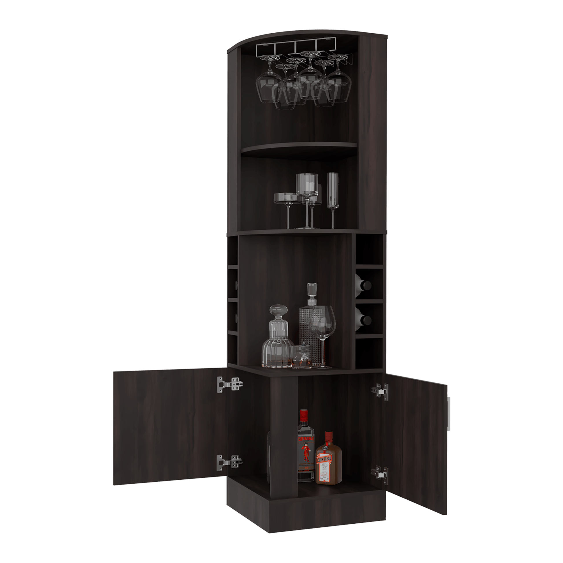 Mueble Bar Esquinero Beijing 180X46X46 Rta Nogal Zf
