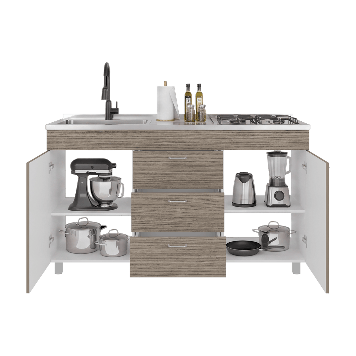 Mueble Inferior De Cocina Izq Lumina 84X150X52 Rta Blanco Positano