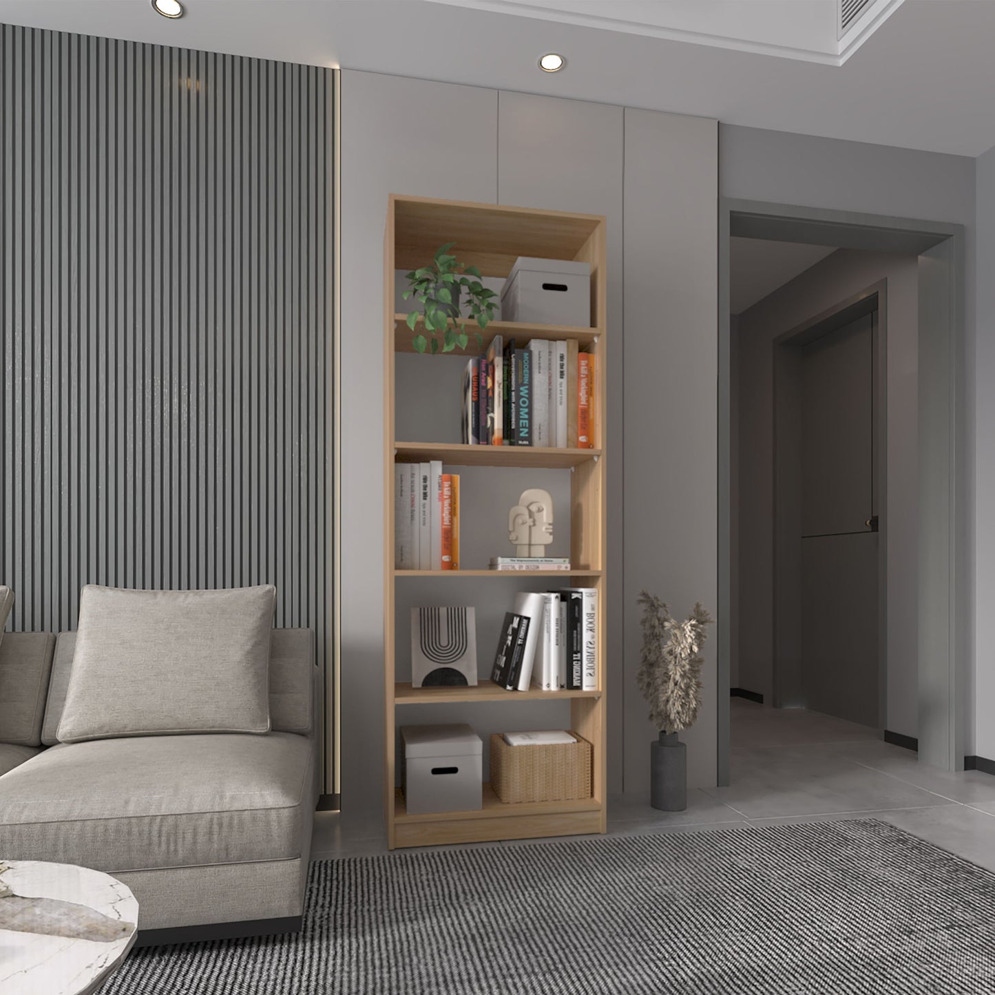 Estante Home 180X62X29 Rta Fresno Eu Blanco Mqz