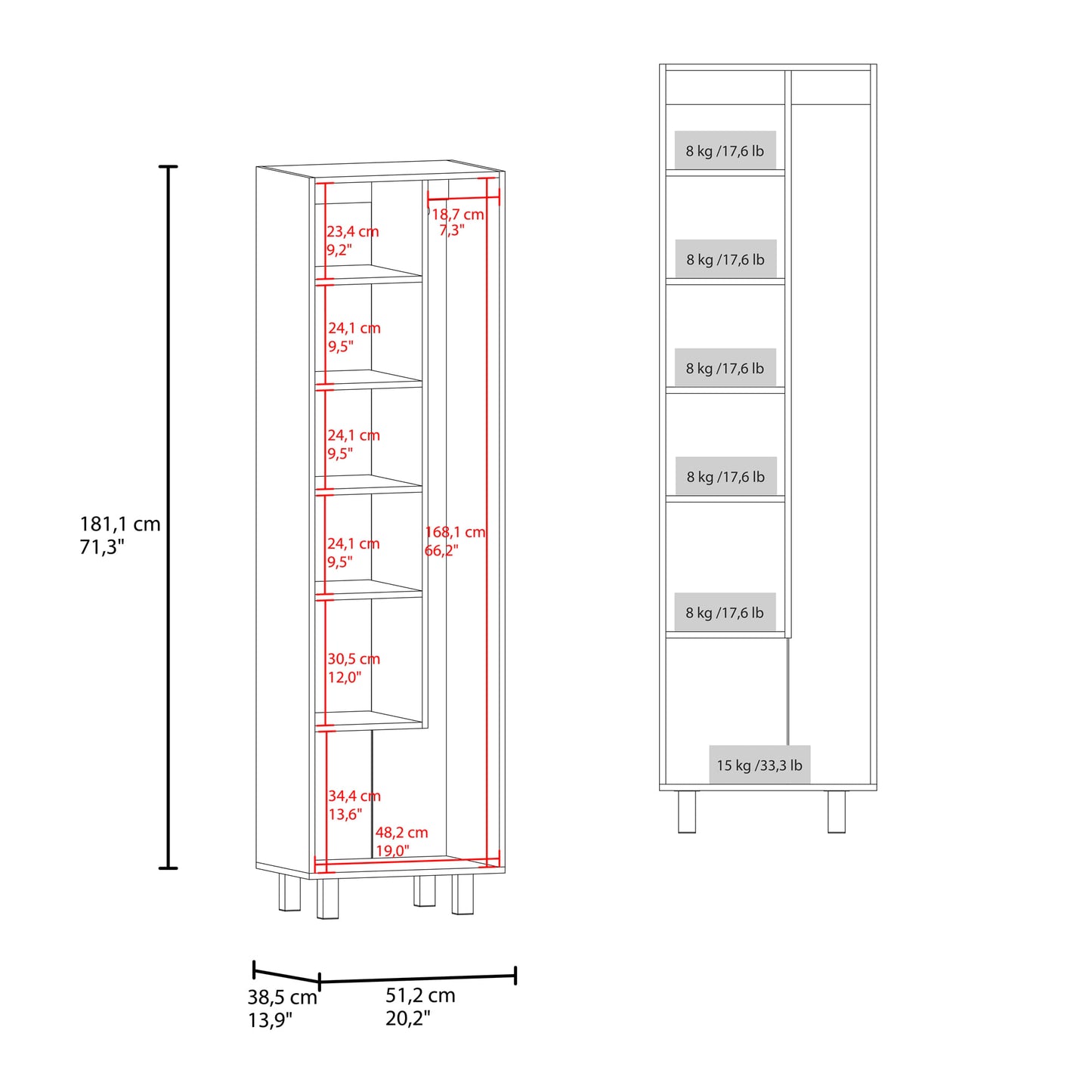 Mueble De Aseo Nala 181X51X36 Rta Nogal Zf