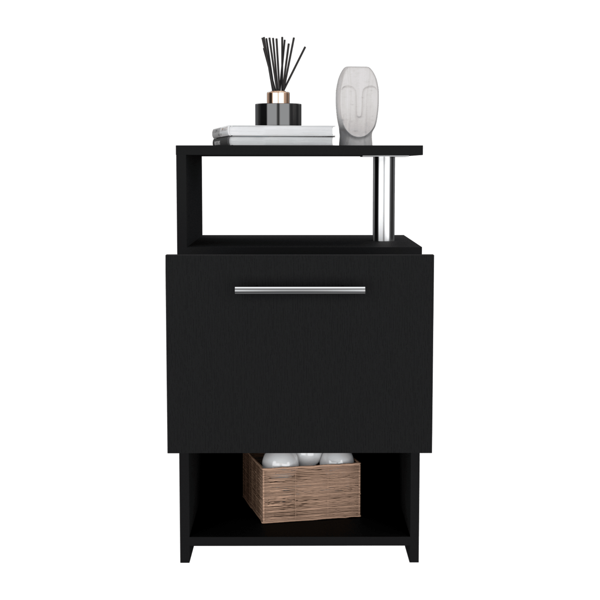 Mesa De Noche Alta Jena 70X40X36 Rta Wengue
